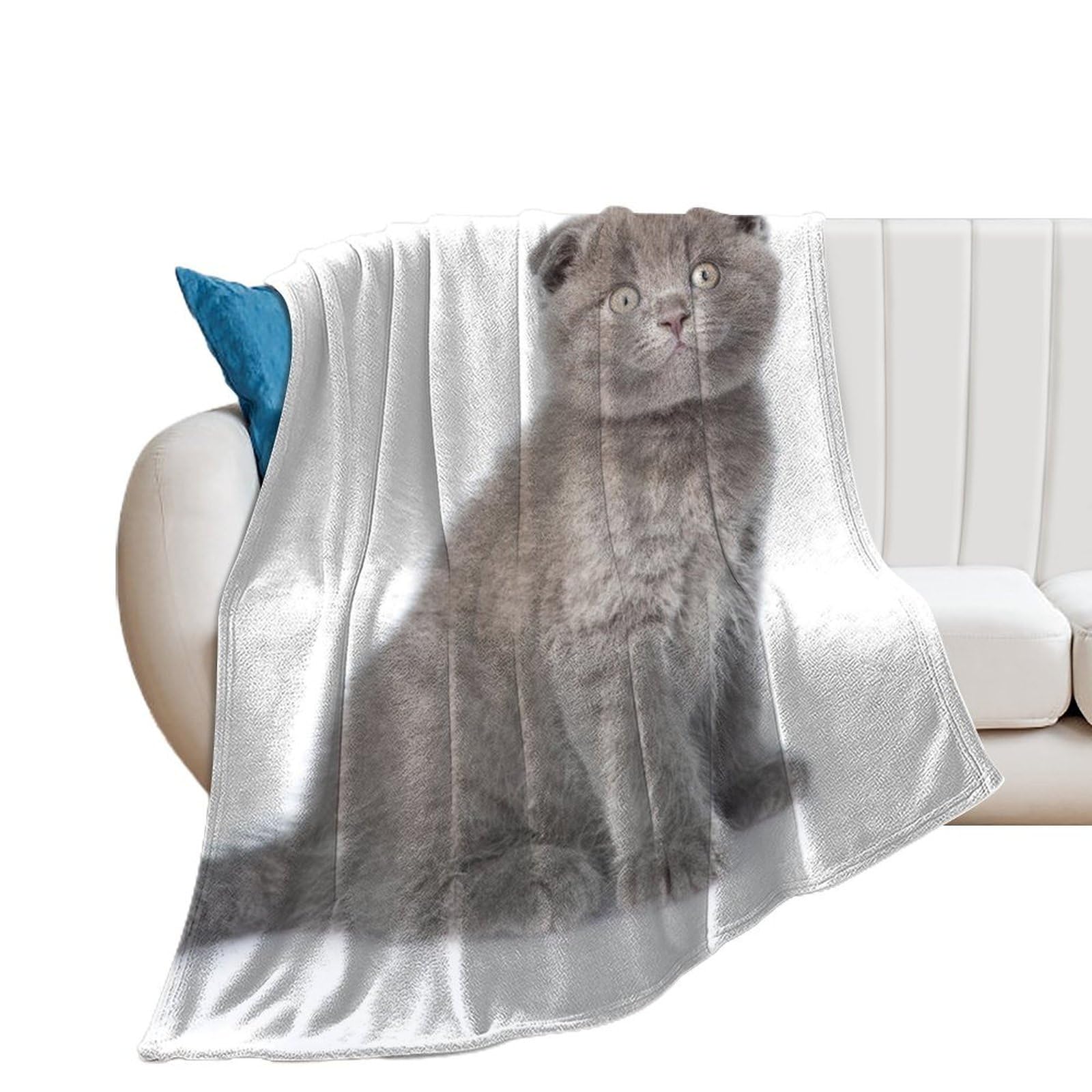 Couverture en flanelle gros chat mignon idée cadeau plaid doux 150x200