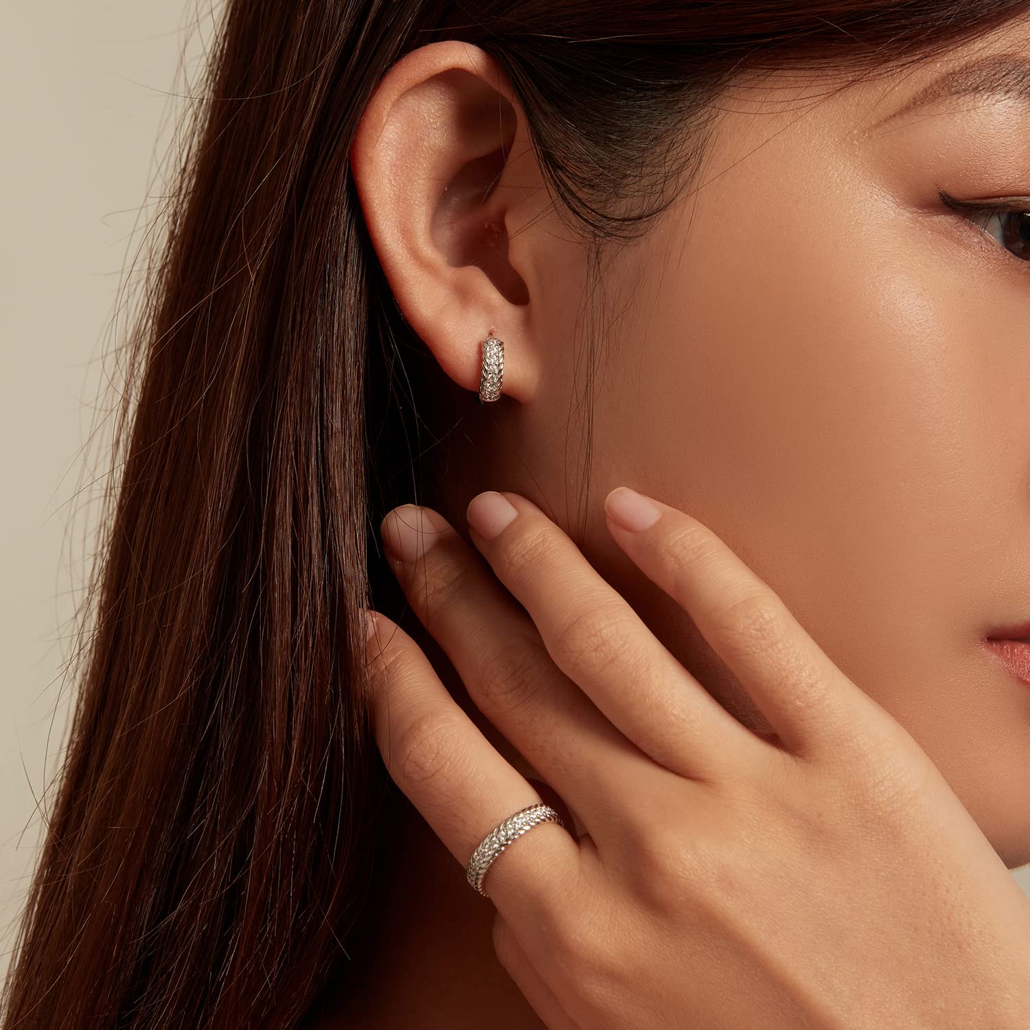 Frauen 925 Silber Ring, dünne Perlen mit voller Perle Twisted Seil Black CZ Ehering Stapel winziger Ringe für Frauen stapeln