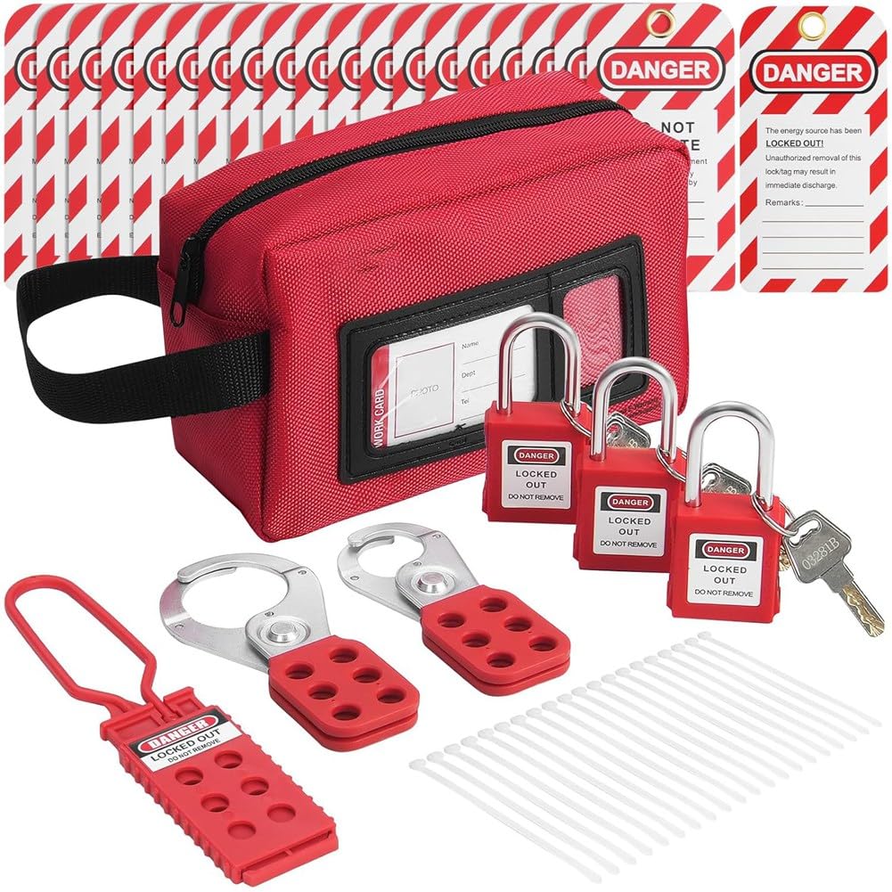 Littimoon Electrical Lockout Tagout Kit, 26 PCS Safety Kit for Industrial, Electric Power, Machinery