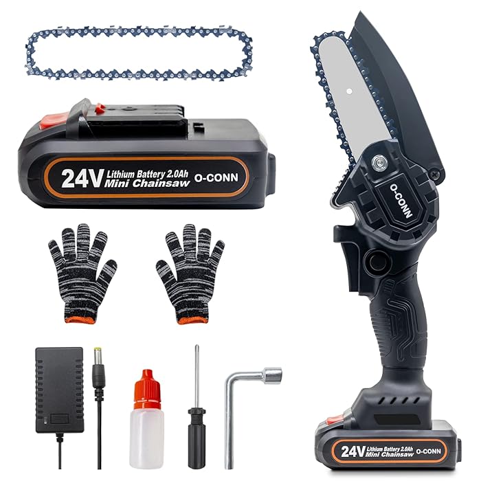 Buy Mini Chainsaw, OCONN 4 Inch Cordless Chainsaw 24V Battery Powered w/ 2.0Ah Battery and