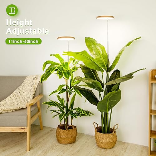 Miniatura 2 de LORDEM Luz de crecimiento de plantas de bambú, 82 luces LED de espectro completo para plantas de interior, lámpara de crecimiento LED ajustable de