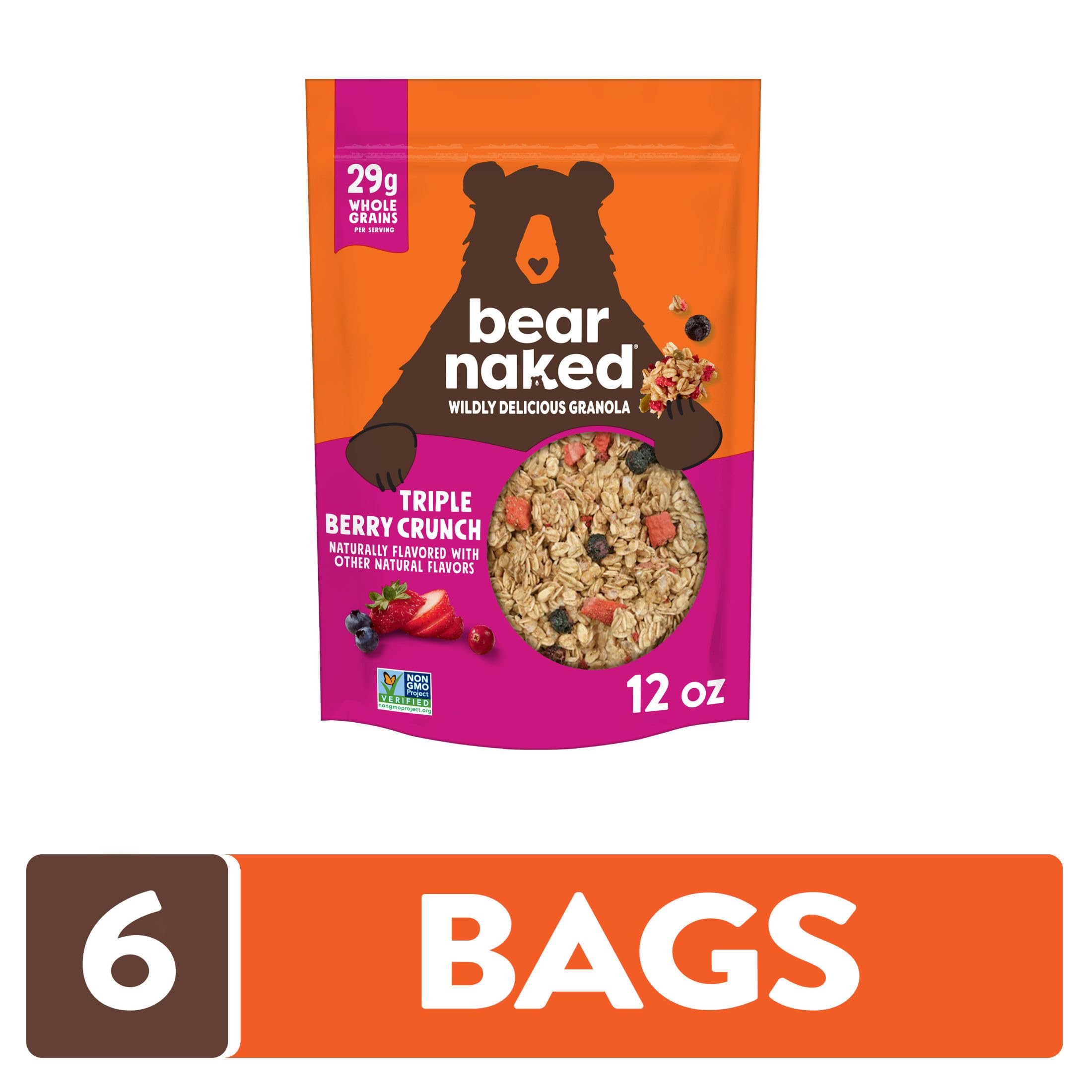 Bear Naked Granola Pouches, Triple Berry Fit, 12 Ounce (Pack of 6) | Vegan, Frühstückssnacks