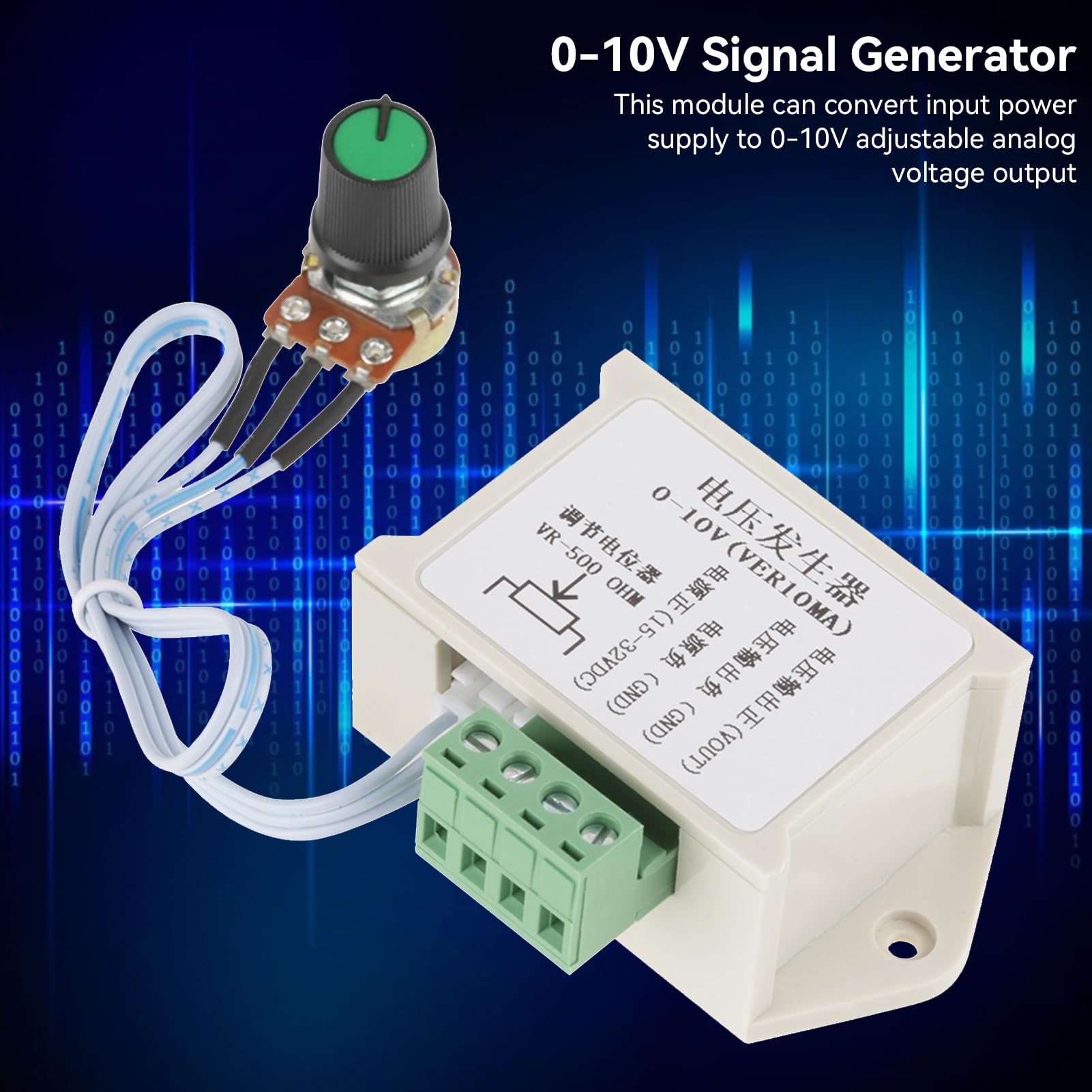 Potentiometer Generator Module, 0-10V DC 10mA Adjustable Analog Quantity Voltage Sign Generator for PLC and MCU Interface