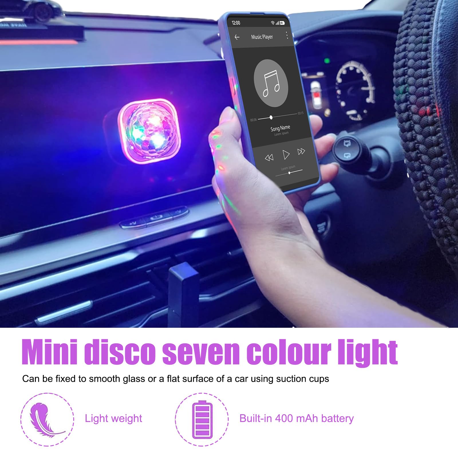 Sound Sensitive Disco Ball Light Wristband - Music Reactive LED Stage Light With USB Rechargeable Bracelet for Home Room - Image 2