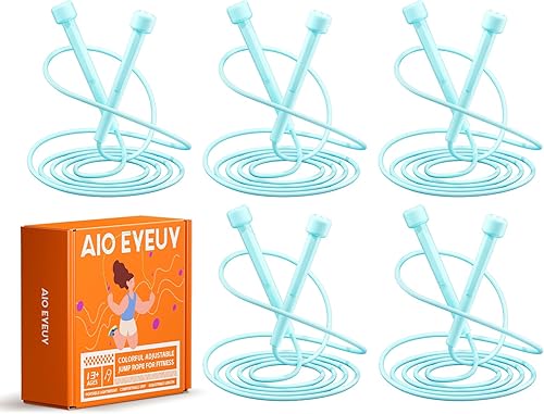 Paquete de 5 cuerdas de saltar ajustables para fitness y ejercicio, cuerda de saltar ligera de PVC para hombres, mujeres y niños, sin enredos para
