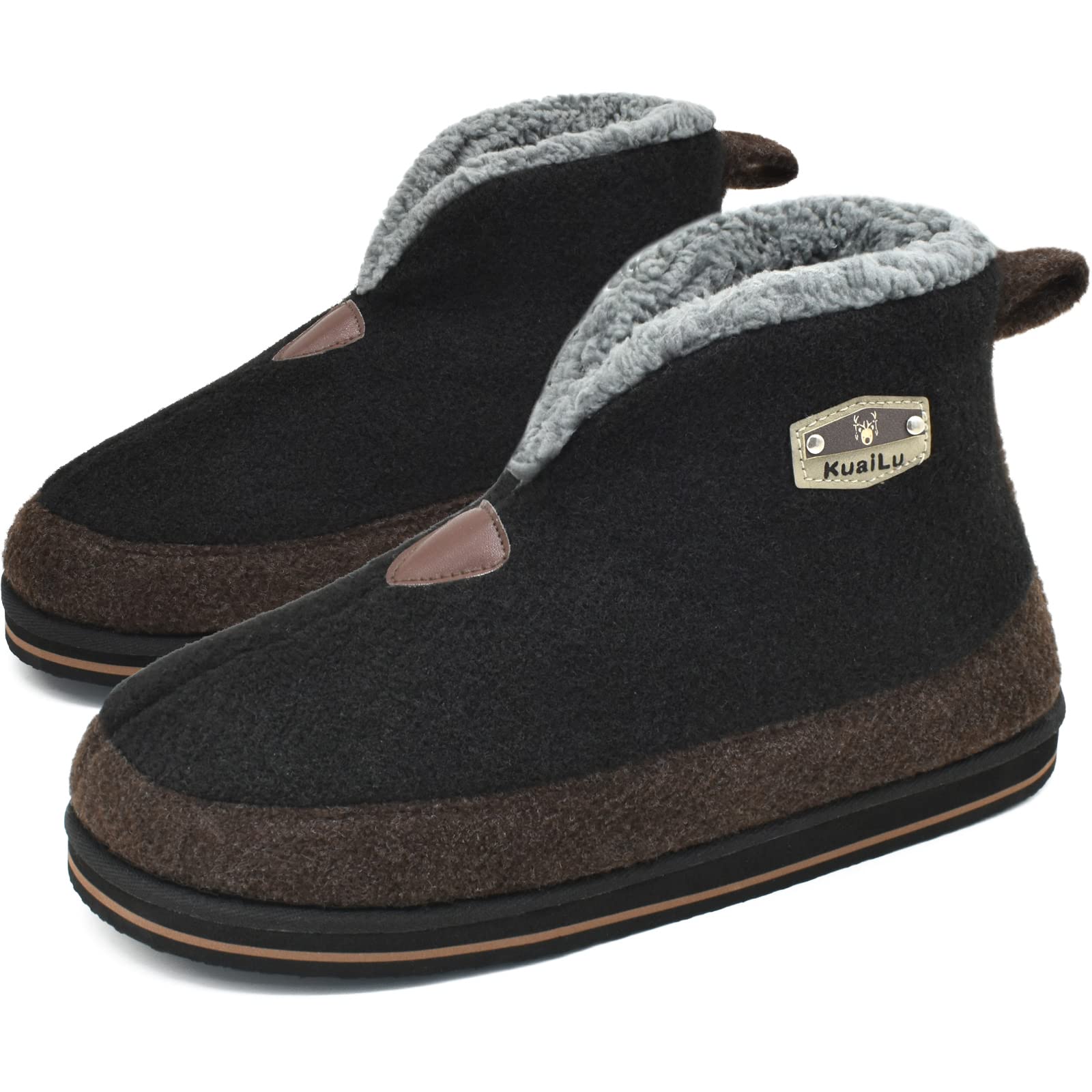 KuaiLu Pantofole Stivaletto Uomo Invernali Babbucce Calde Peluche Pelose Foderata Chiuse Pantofola Stivali Casa Comode Memory Foam Slippers con Indoor outdoor Antiscivolo Suola