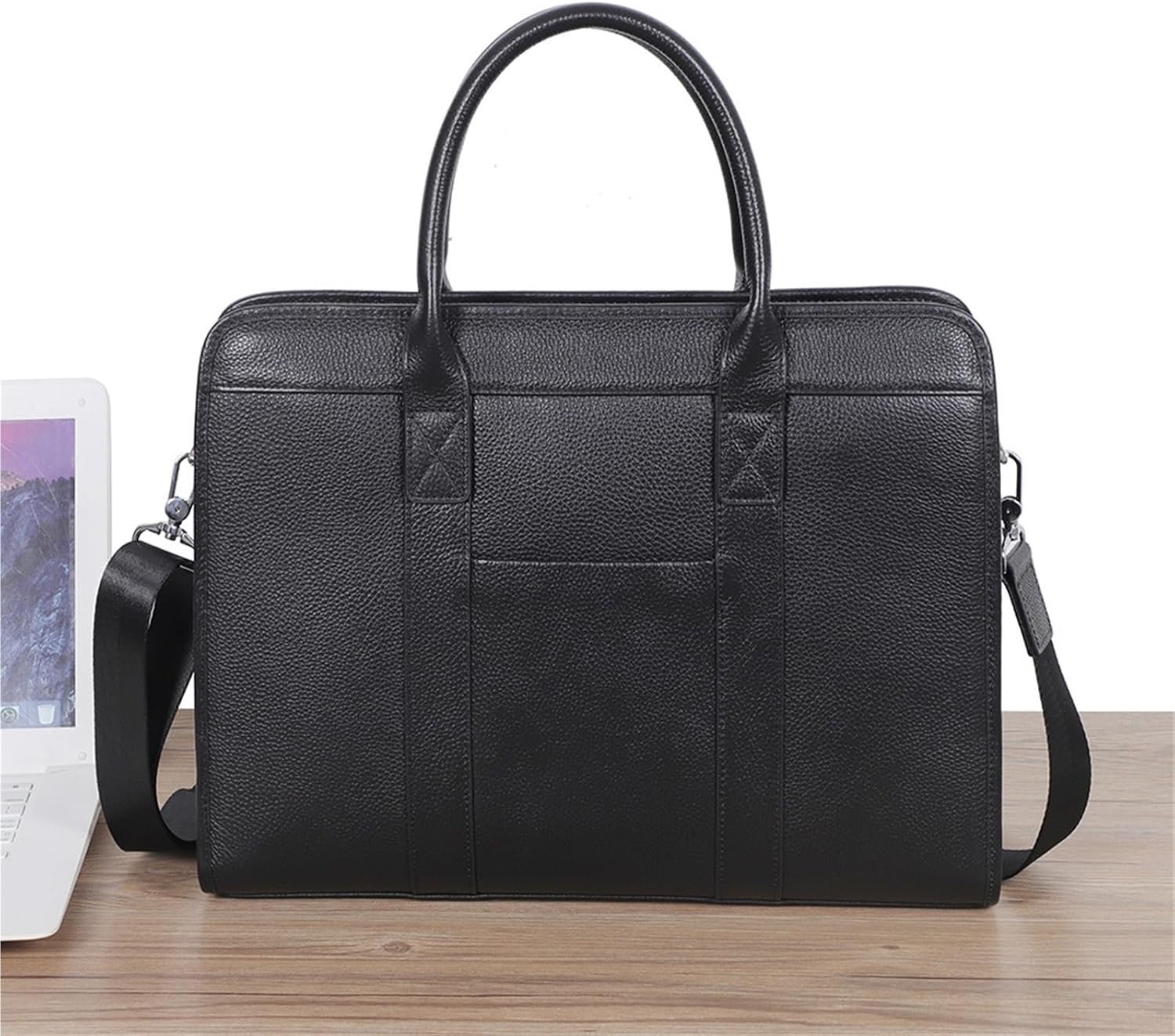 crossbody bag Leather Laptop Briefcase For Men Waterproof Travel image 2