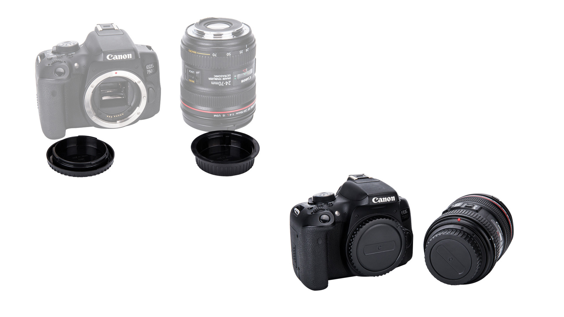 2 Set Body Cap E Copriobiettivo Posteriore Per Canon EF/EF-S - Compatibili Con T7, T6, 60D, 80D, Etc. - Foto 9