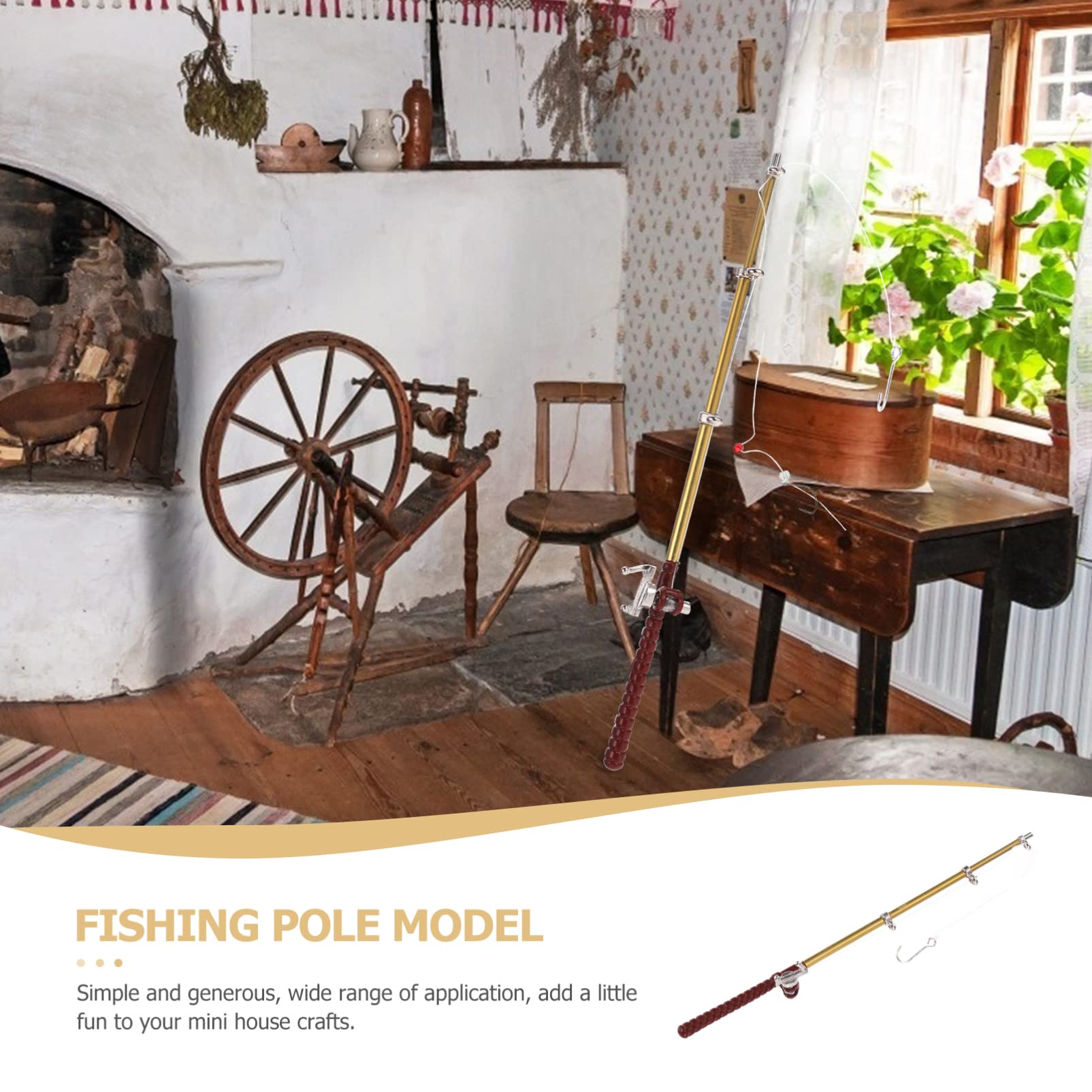 Totority Miniature Fishing Rod Model Mini House Accessories for Dollhouse Decor Tiny Fishing Pole Pole Model for Fairy Garden DIY Micro Landscape Toy House Display : Toys & Games