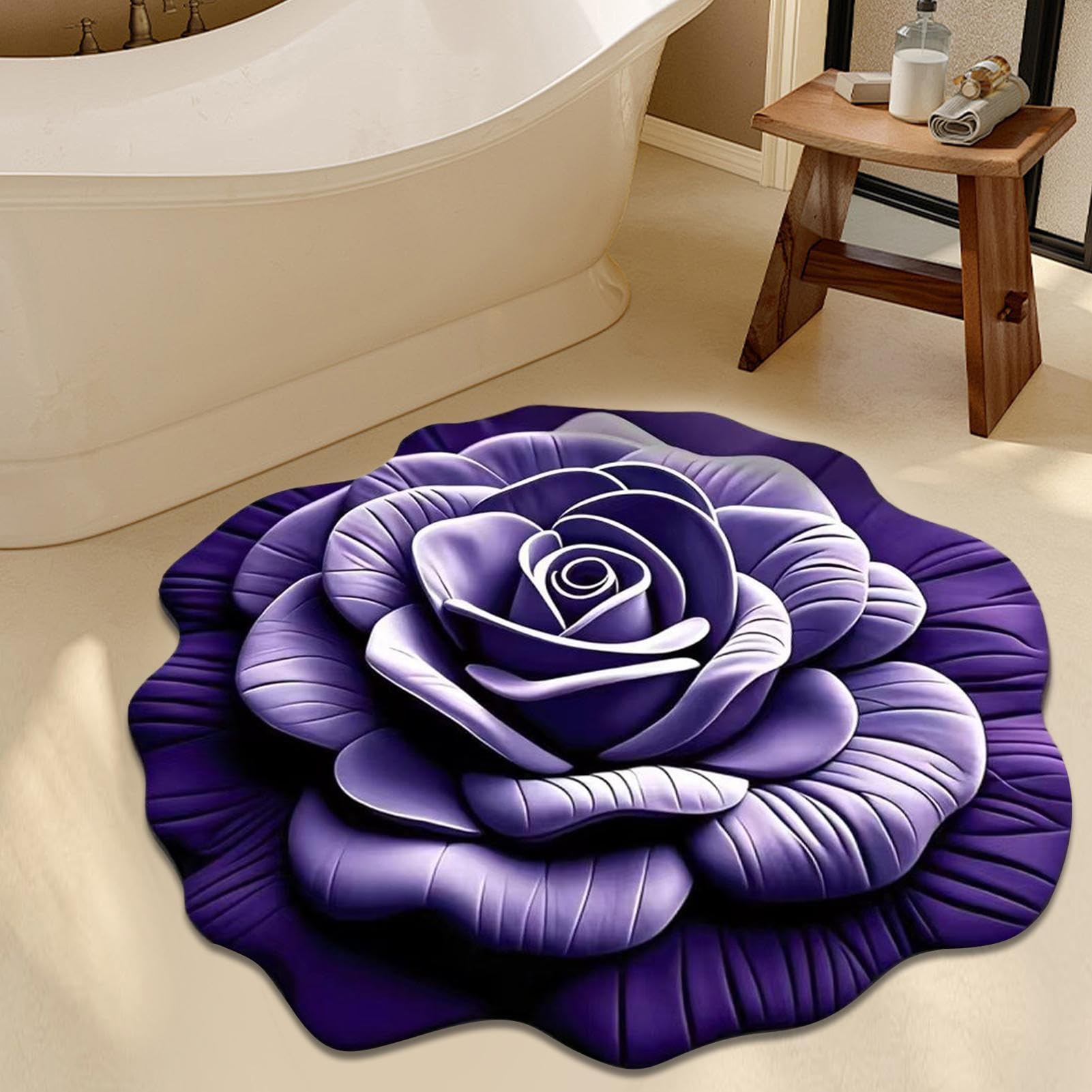 Alfombra de Baño Antideslizante Alfombra De Ducha Con Diseño Floral 3D | Felpudo Reutilizable para Entrada Pasillos Puertas