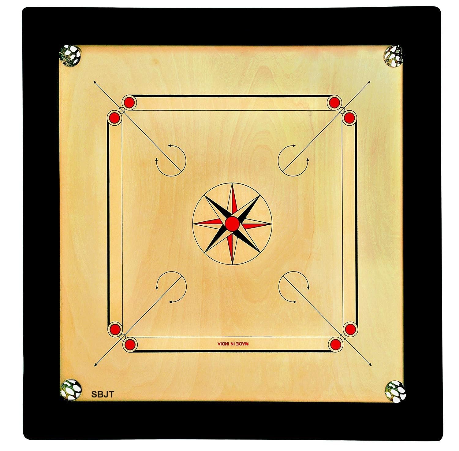 WRF Superior Matte Finish Practice Carrom Board for Serious Professional Practice with Coins Striker and Powder Black New (35 Inch WR-4)