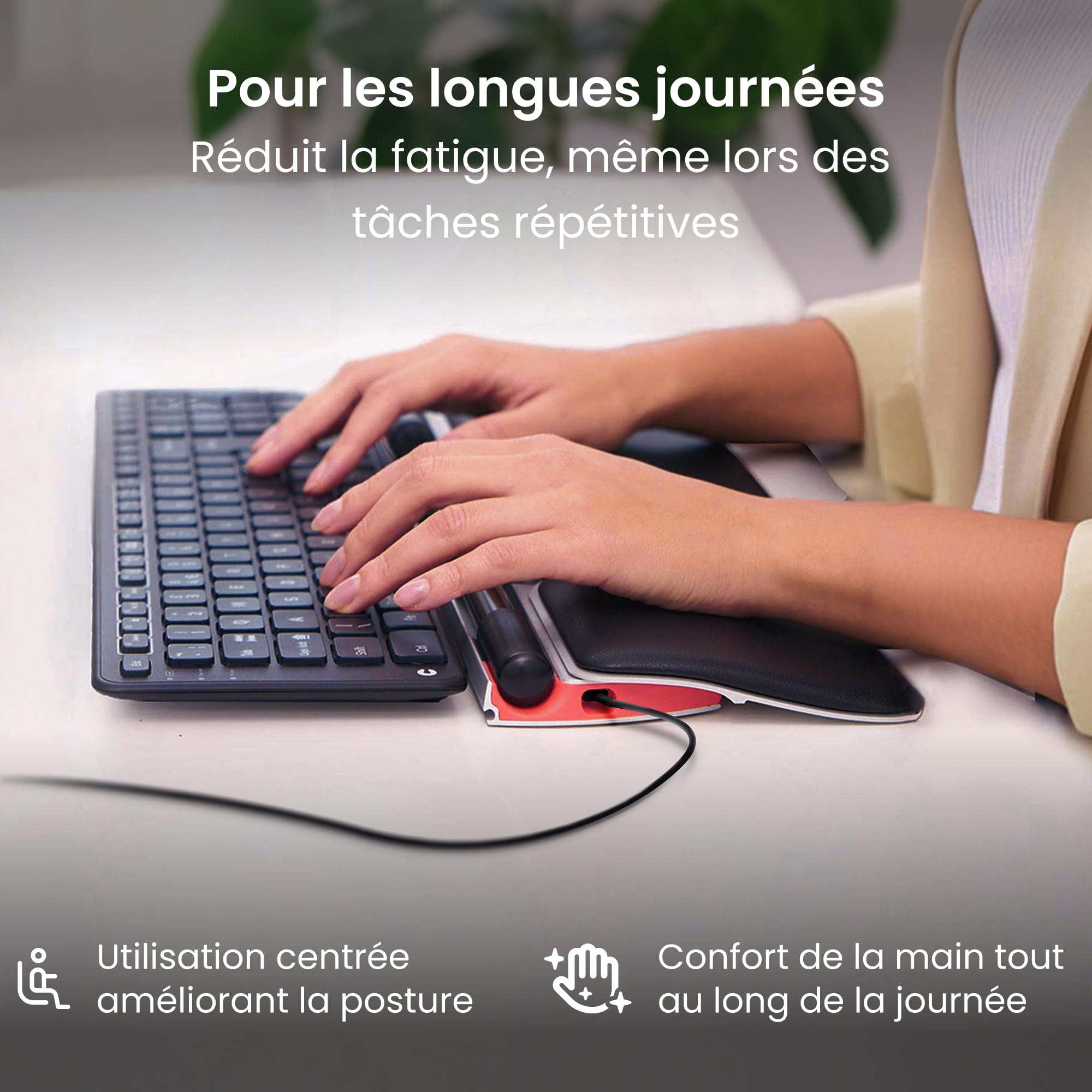 Contour RollerMouse Red Souris Ergonomique avec Repose-Paume Mousse à mémoire, prévenir lesTMS soulager Canal carpien, Compatible Mac PC Souris ambidextre - avec Fil - Plus