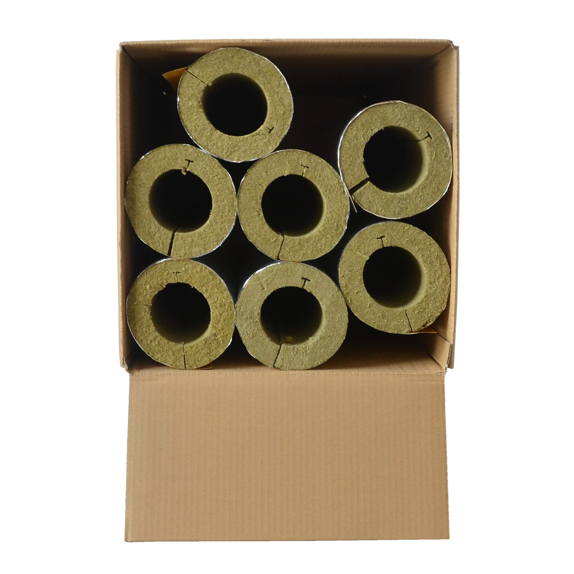 Caja de cartón completo con revestimiento de aluminio, aislamiento de tuberías, lana de roca con conductividad térmica 0.040 (lana de roca, 76 x 30 mm x 1 metro)
