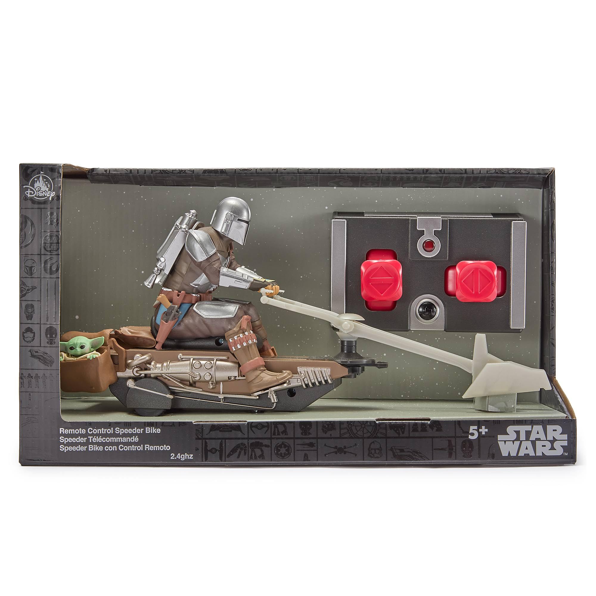 Disney Store Official, Star Wars, The Mandalorian, vehículo de Control Remoto, Moto Speeder de El Mandaloriano con Grogu