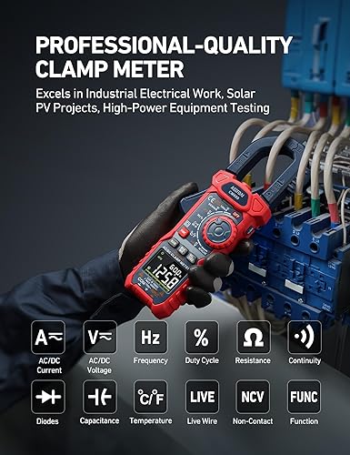 Miniatura 3 de AstroAI Inrush - Multímetro digital de abrazadera 1000A TRMS 6000 cuentas, probador de voltaje de amplificador con VFD, modo LOZ mide voltaje de