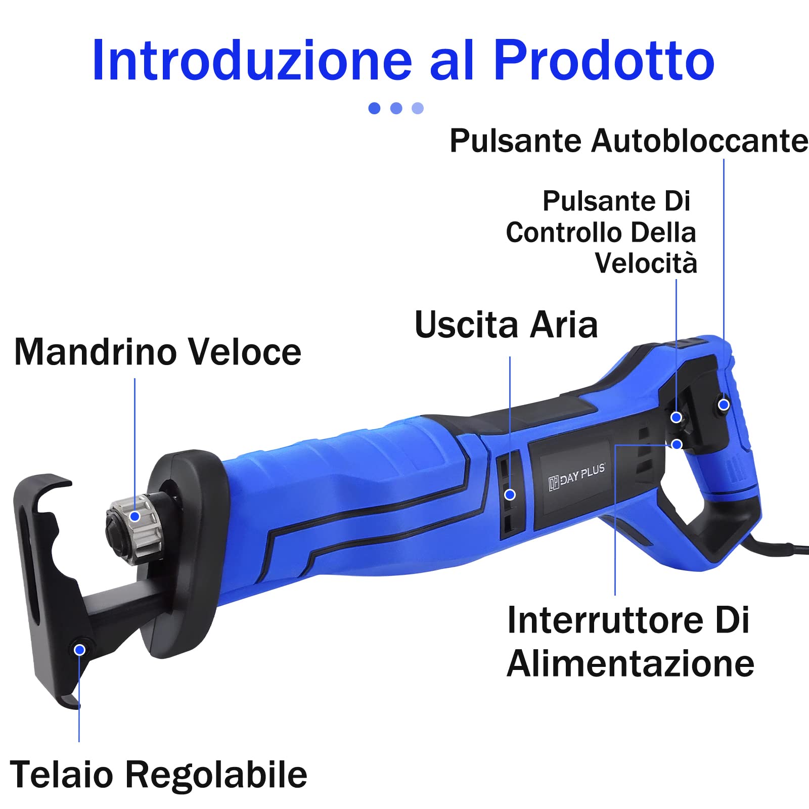 Seghetto a Gattuccio Elettrica Alternativa Con Sega a Taglio Manuale In Metallo In Legno a 5 Pale Sega a Velocità Variabile a Velocità Variabile Da 2700spm