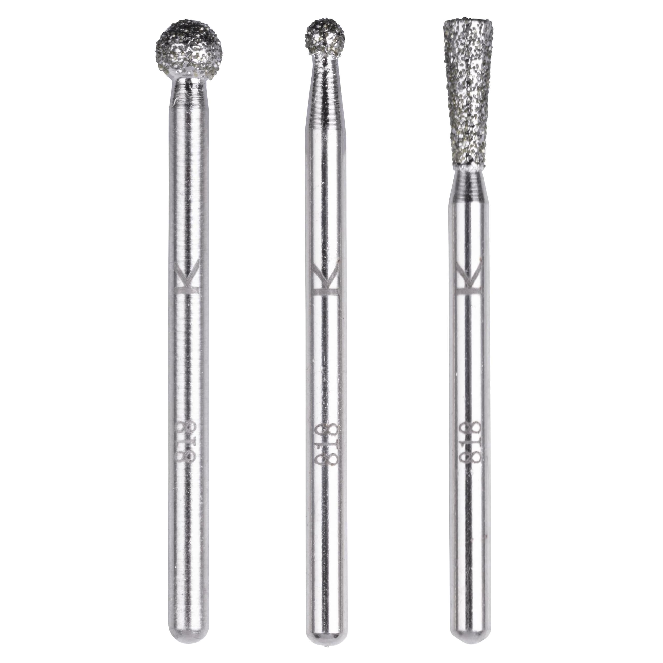 wolfcraft Diamantschleifstift-Set, kugel- und kegelförmig, 3-tlg. (Modell I 5988000)