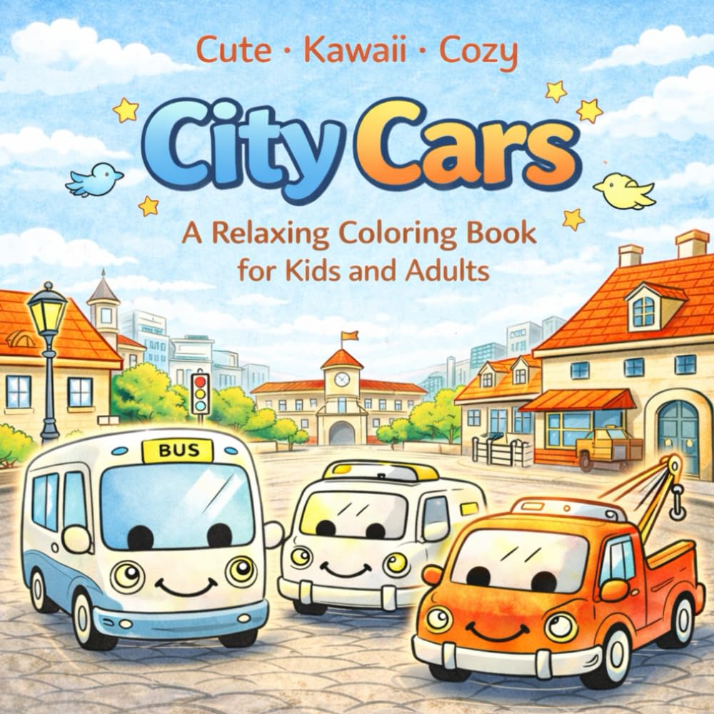 cute kawaii cozy - City Cars Coloring Book: Cute, Kawaii City Vehicles – A Relaxing Coloring Book for Kids and Adults