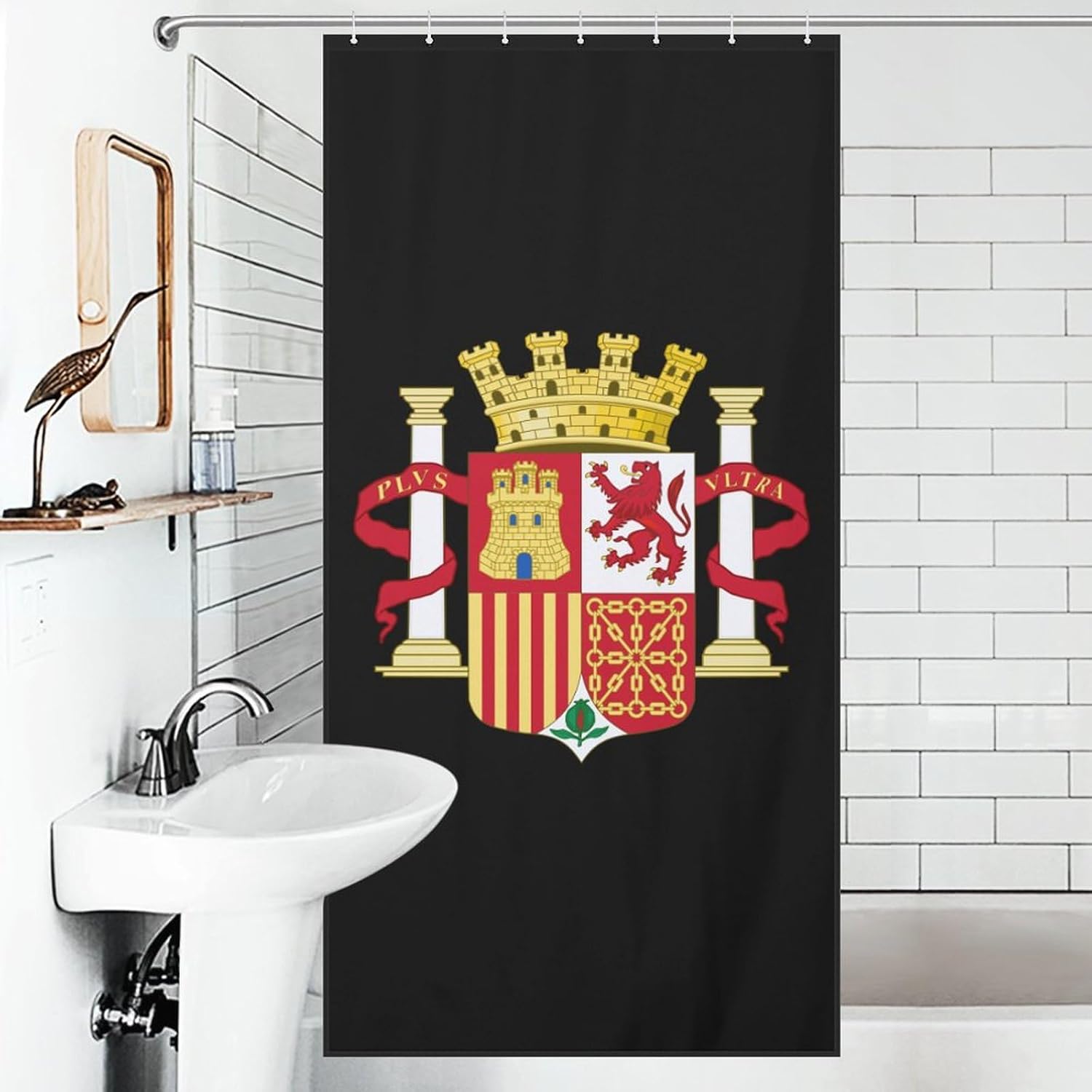 Coat of Arms of Spain Funny Shower Curtains Washable Bath Curtain Liner with Hooks for Bathroom Bath Tubs 36x72Inch（92x183cm）