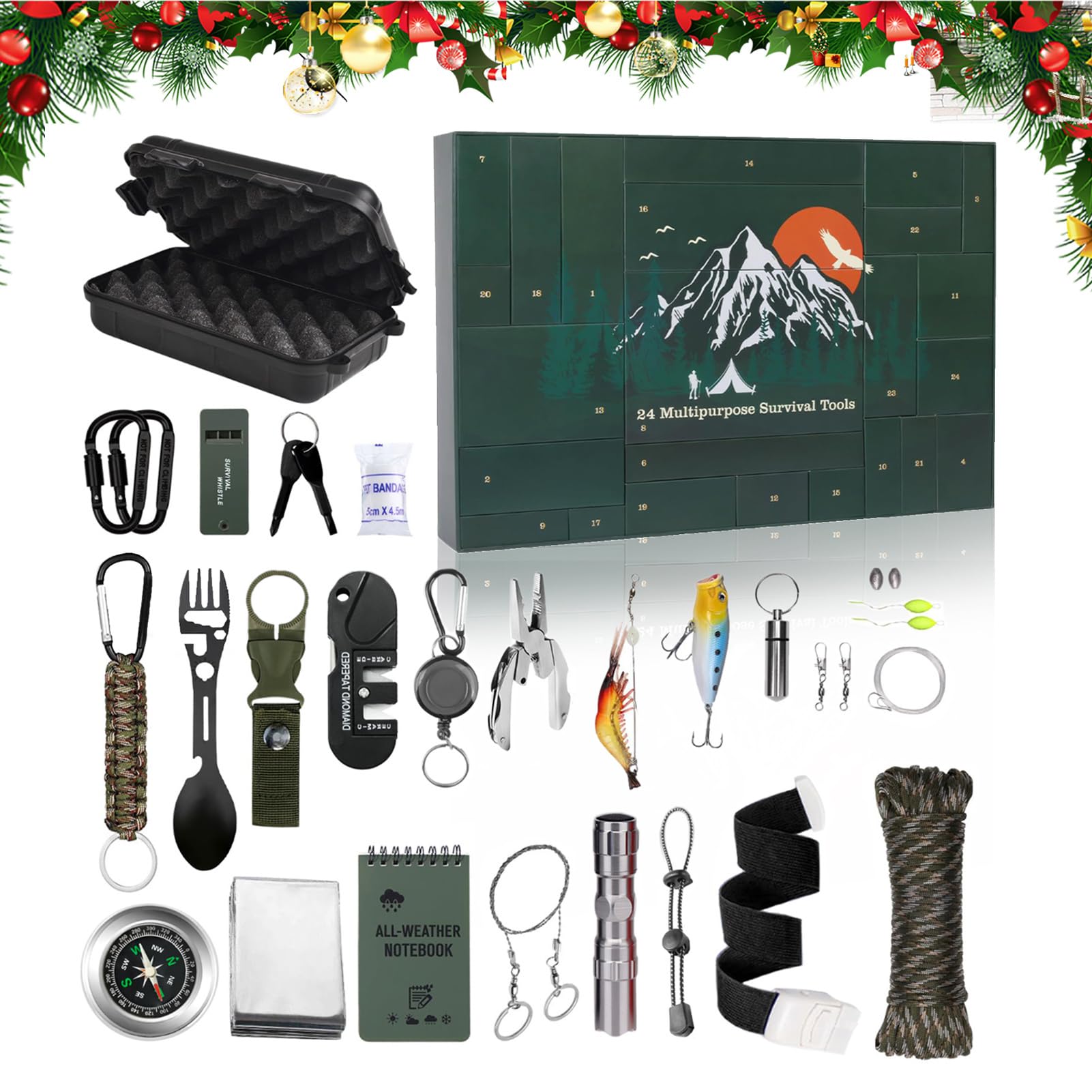 Adventskalender 24 Tage Coole Überlebens Gadgets | Countdown Bis Zum Weihnachtsfest Mit Adventskalender Für Familien Jugendliche Erwachsene Outdoor Camping Angeln Und