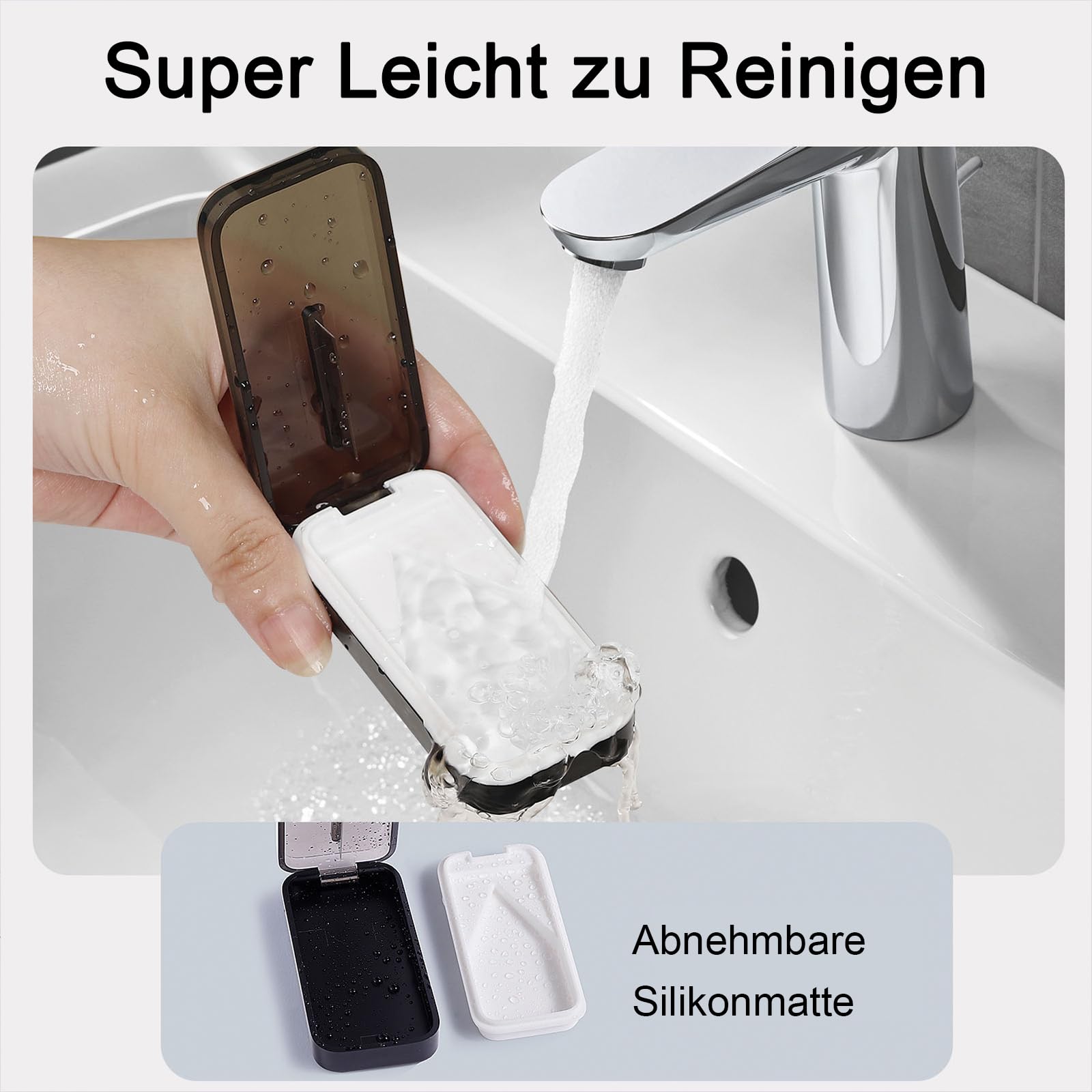 BUG HULL Tablettenteiler mit V-förmigem Abnehmbarer Silikonmatte, Tablettenteiler für Alle Tabletten, Tablettenschneider mit Scharfer Klinge, Pillenschneider Kleine Tabletten_Dunkelgrau