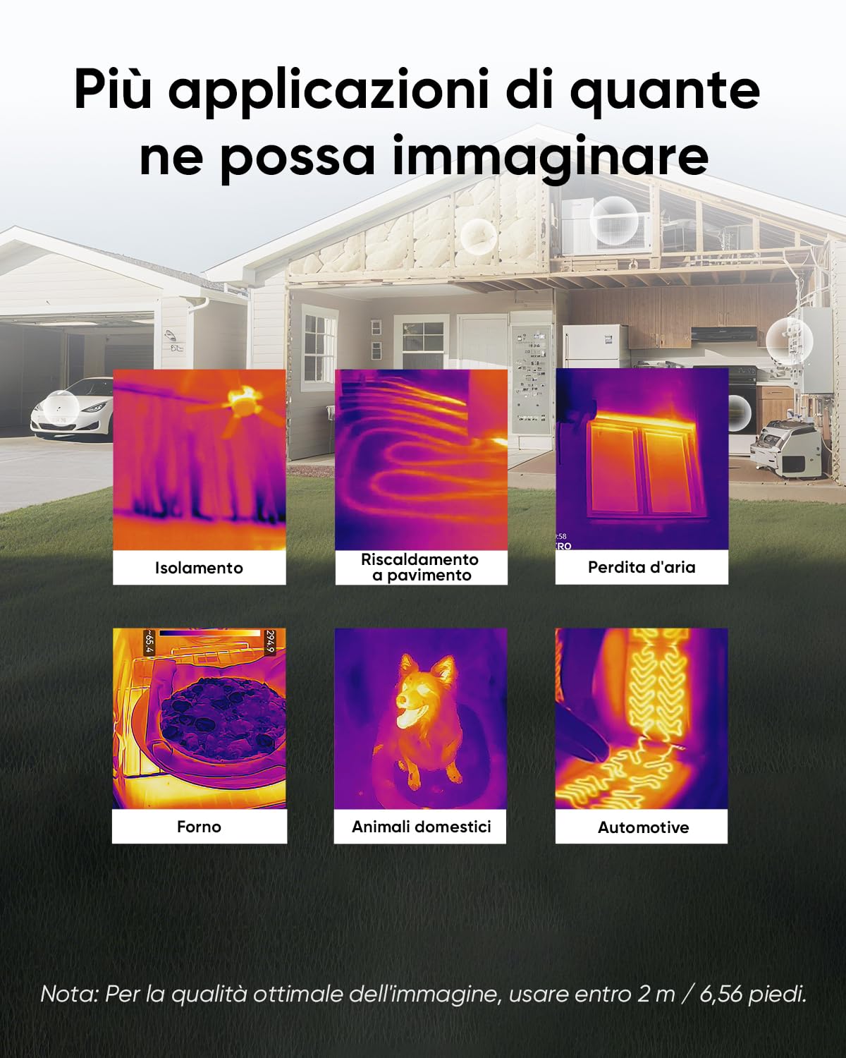 Termocamera HIKMICRO D01, 240x240 SuperIR, 96x96 IR nativo | 11 ore di autonomia con batteria da 3350 mAh, 4 GB, video, IP54, utensili per casa, HVAC ed elettrici