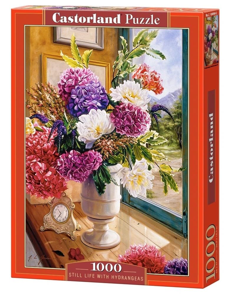 1000 Piece Jigsaw Puzzles, Still Life with Hydrangeas, Flowers, colorful plants, Classic…