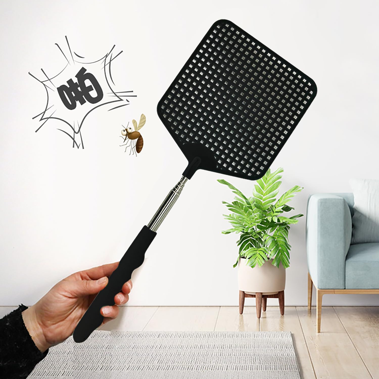 Tapette à Mouche Solde Presse Mouche Extensible Télescopique Jusqu'à 58 Cm Version Palette Anti-insectes