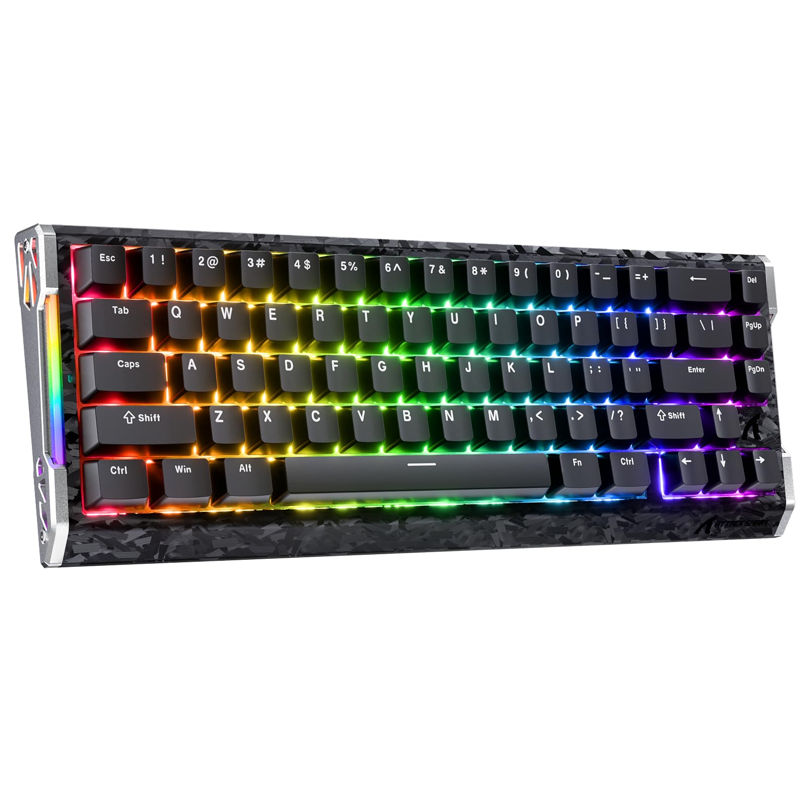 ATTACK SHARK R68 HE Teclado Gaming Magnético 8000Hz, Rapid Trigger 0,005 mm, Fibra de Carbono Forjada y Aluminio CNC, Snap Tap, Efecto Hall, 60% RGB con Cable, US QWERTY, Negro