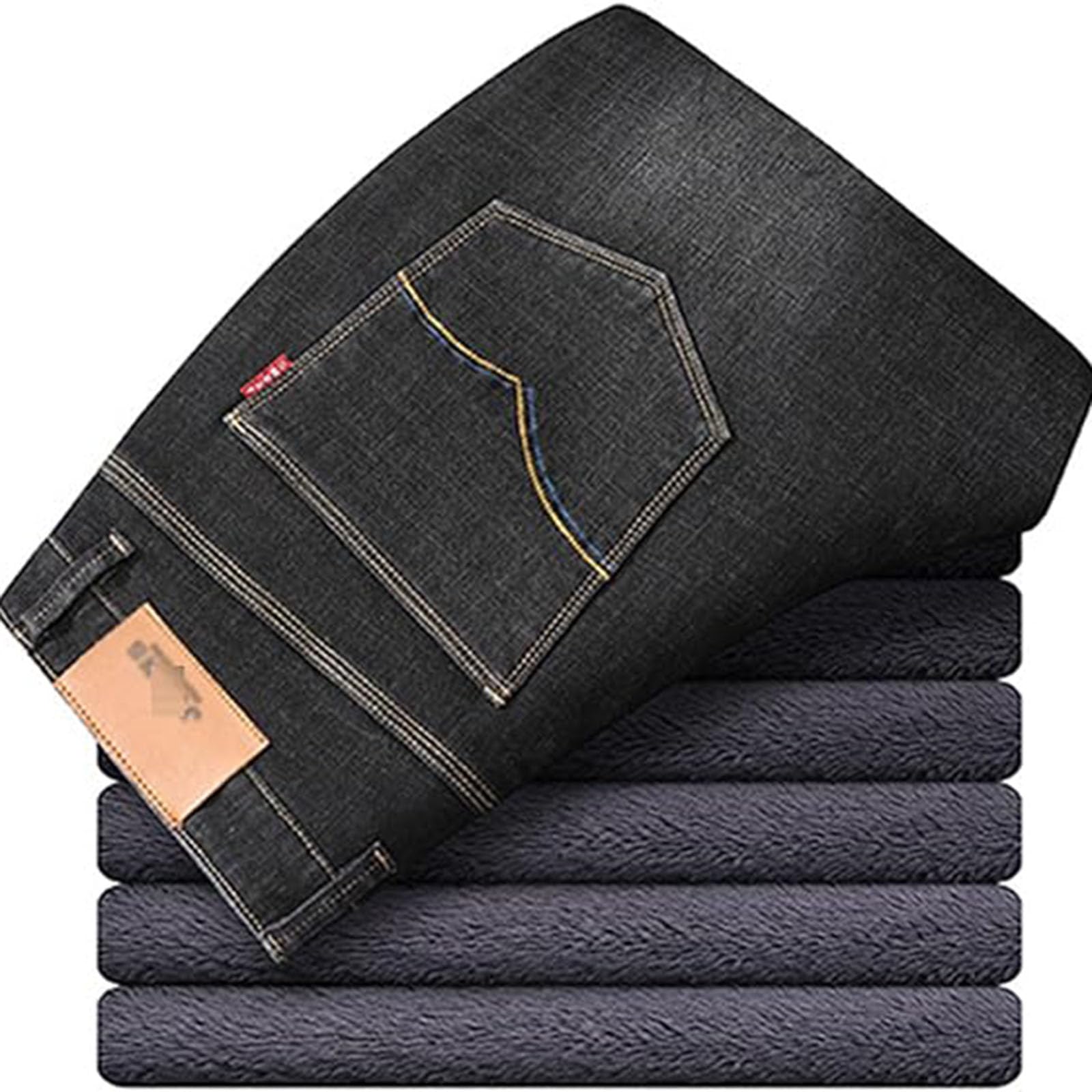 Jeans termici da uomo, taglie forti, pantaloni termici, pantaloni da neve, pantaloni invernali foderati, pantaloni lunghi per il tempo libero da uomo, pantaloni da lavoro