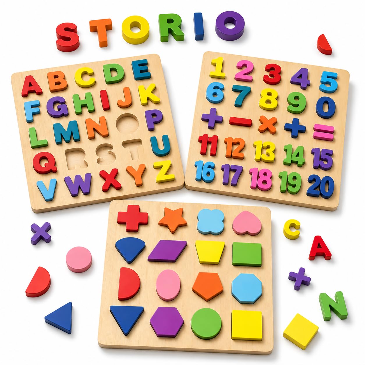 Storio Toys 3 in 1 Wooden Puzzles for Toddlers | ABCD Alphabets, Numbers & Shapes Puzzles | Toddler Learning Puzzle Toys for Kids 1-3 Years Old | Early Education Gift for Kids-image-27