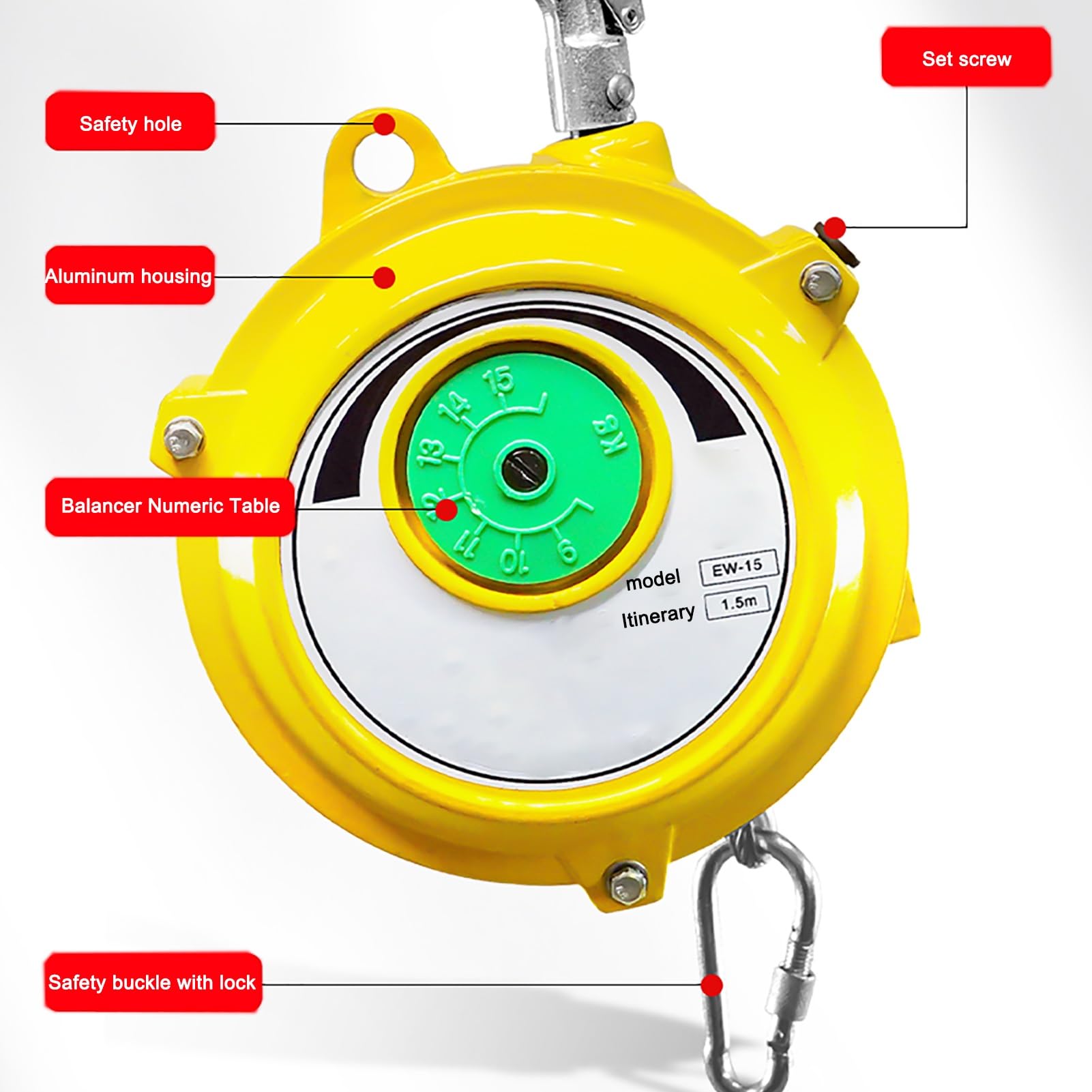 Bilanciatore a molla, supporto per attrezzi retrattile Bilanciatore per utensili lungo 2 m con gancio e fune metallica Bilanciatore regolabile Divaricatore Attrezzatura per sospensione nera (Size : 1 Bilanciatore a molla, supporto per attrezzi retrattile Bilanciatore per utensili lungo 2 m con gancio e fune metallica Bilanciatore regolabile Divaricatore Attrezzatura per sospensione nera (Size : 1