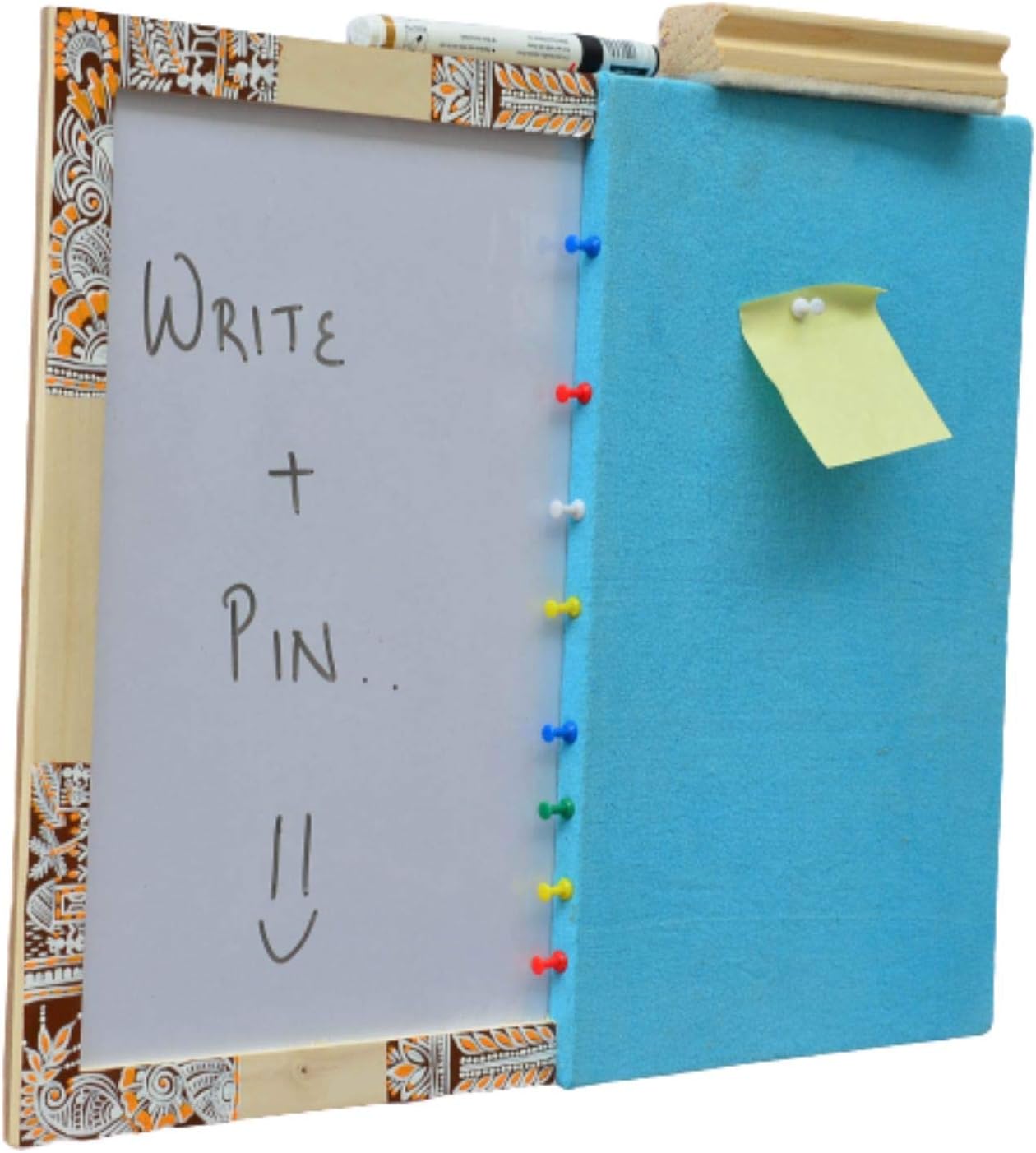 Wooden Hobby Board White Board Pin Board with Marker, Duster Education Material (Sky Blue)