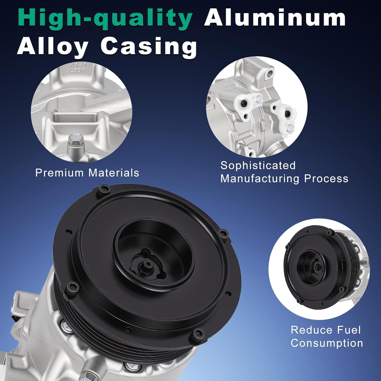 AC Compressor with Clutch Compatible with Toyota Camry 2007-2009, RAV4 2006-2008, L4 2.4L. CO-11178JC, 98386 Air Conditioning Compressor with Pre-Filled Oil