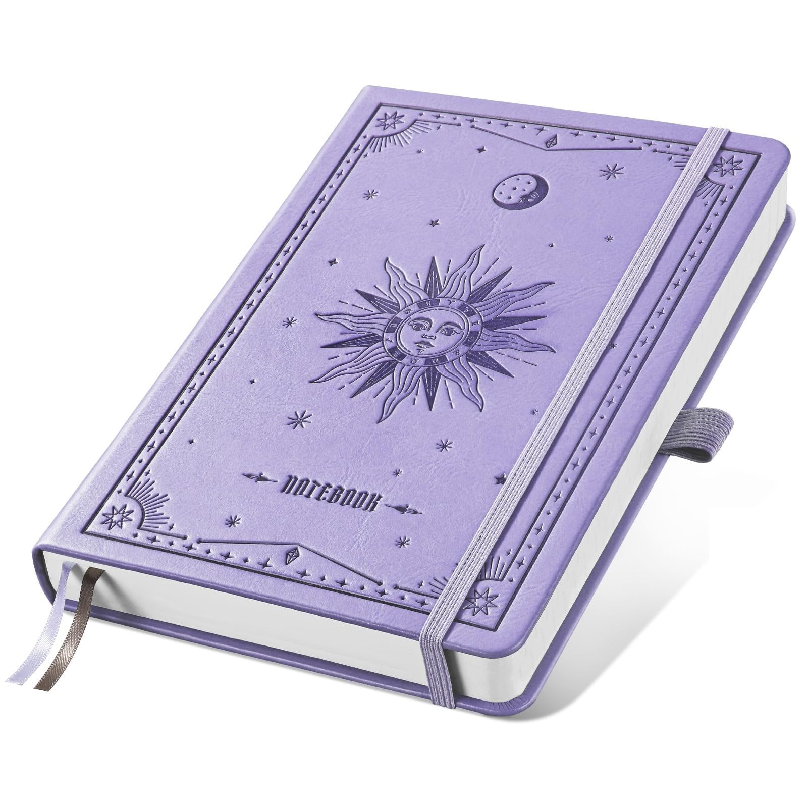 EMSHOI A5 Graph Paper Notebook, Journal for Women and Men, 192 Pages,Thick Notepad, Hardcover Leather Square Grid Note book, Ideal for School, Work, Writing, 14.5 x 21 cm - Light Purple
