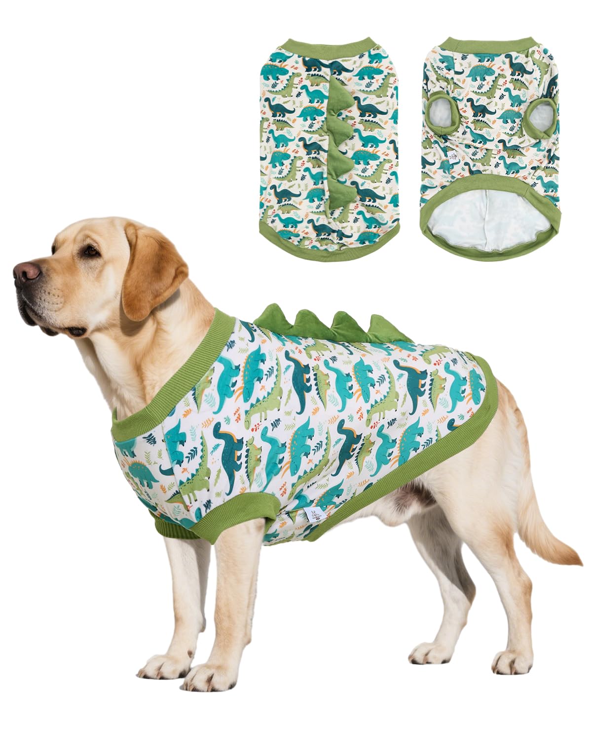 CuteBone Dinosaur Costume Dog Shirt, Stretchy Velvet T-Shirt Clothes for Large Dogs, Soft &amp; Breathable Pet Tee Outfit Pitbull Apparel for Daily Wear, Cozy Pullover Design Big Dog Fashion COSBX03-3XL
