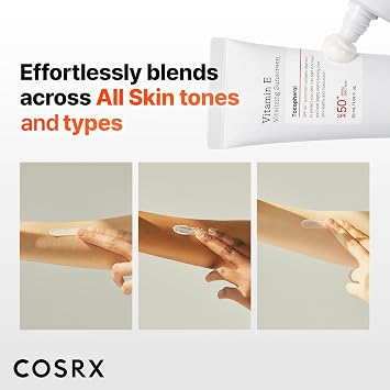 COSRX Vitamin E Sunscreen 2 Pack, Natural Glow Face Sunscreen for Oily Skin SPF 50, Lightweight, Non-Sticky, No White Cast, Beach Essentials, Summer Travel Essentials, Korean Skincare,1.69 fl oz