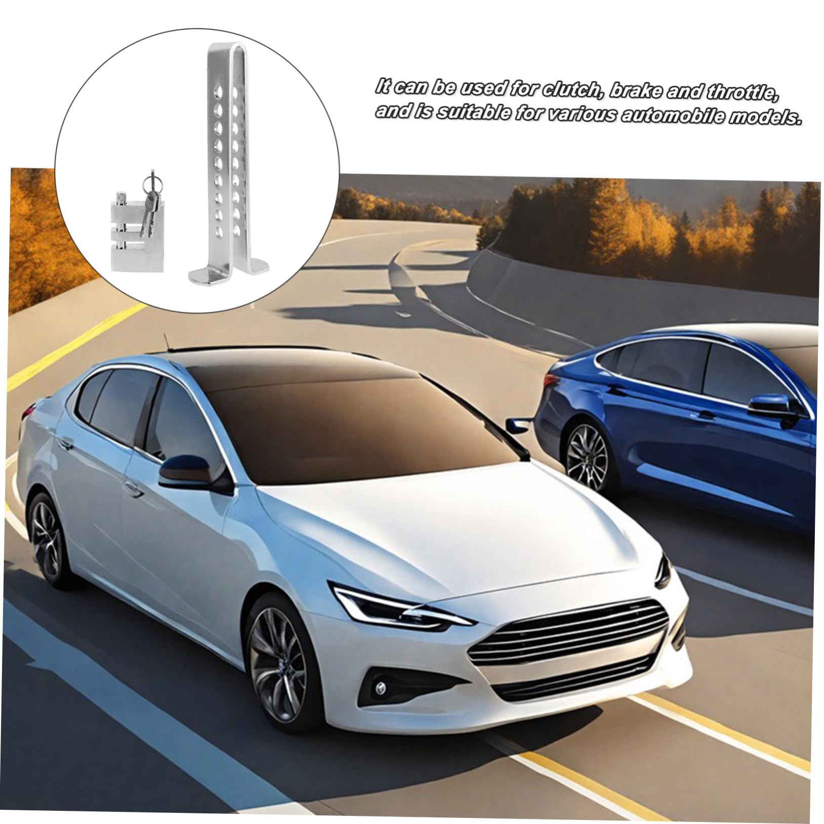 Antivol de Volant de Voiture U en Fer Réglable Rétractable Argenté | Sécurité Auto, pour Volant et Frein, Design Multifonction, Format Ajustable, Structure Robuste