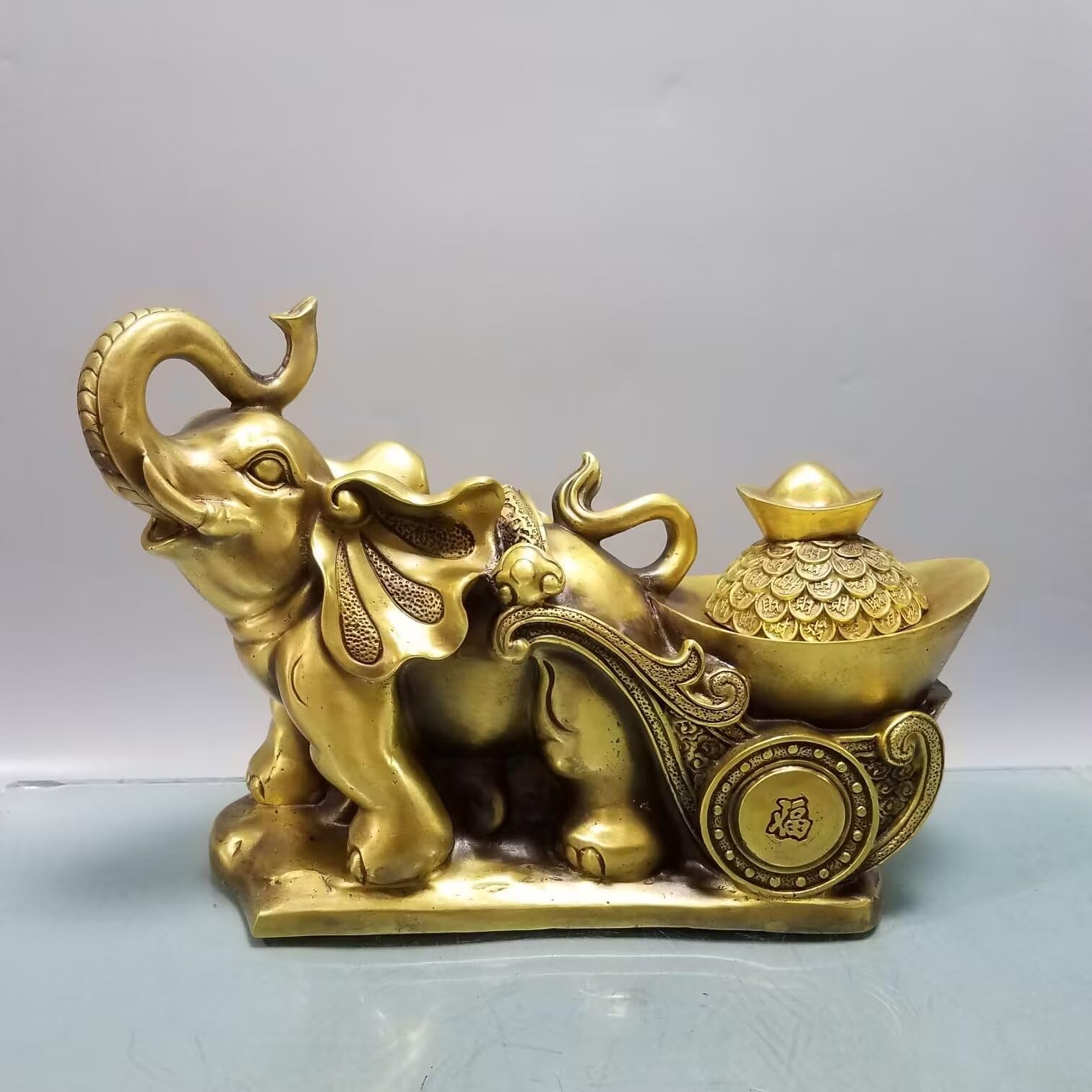 GLETSF Sculpture Crafts Statues Decor Pure Copper Cow Ornament Handicraft Animal Sculpture Office Decoration Furnishings,