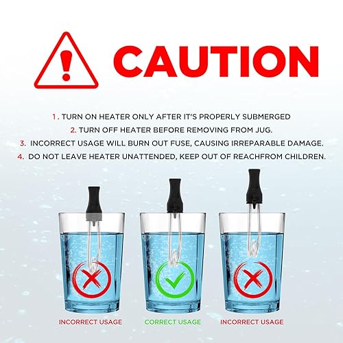 Miniatura 6 de Taza de inmersión portátil, calentador de agua, accesorios de viaje/camping, 300 W con interruptor de encendido/apagado, adaptador de viaje de doble