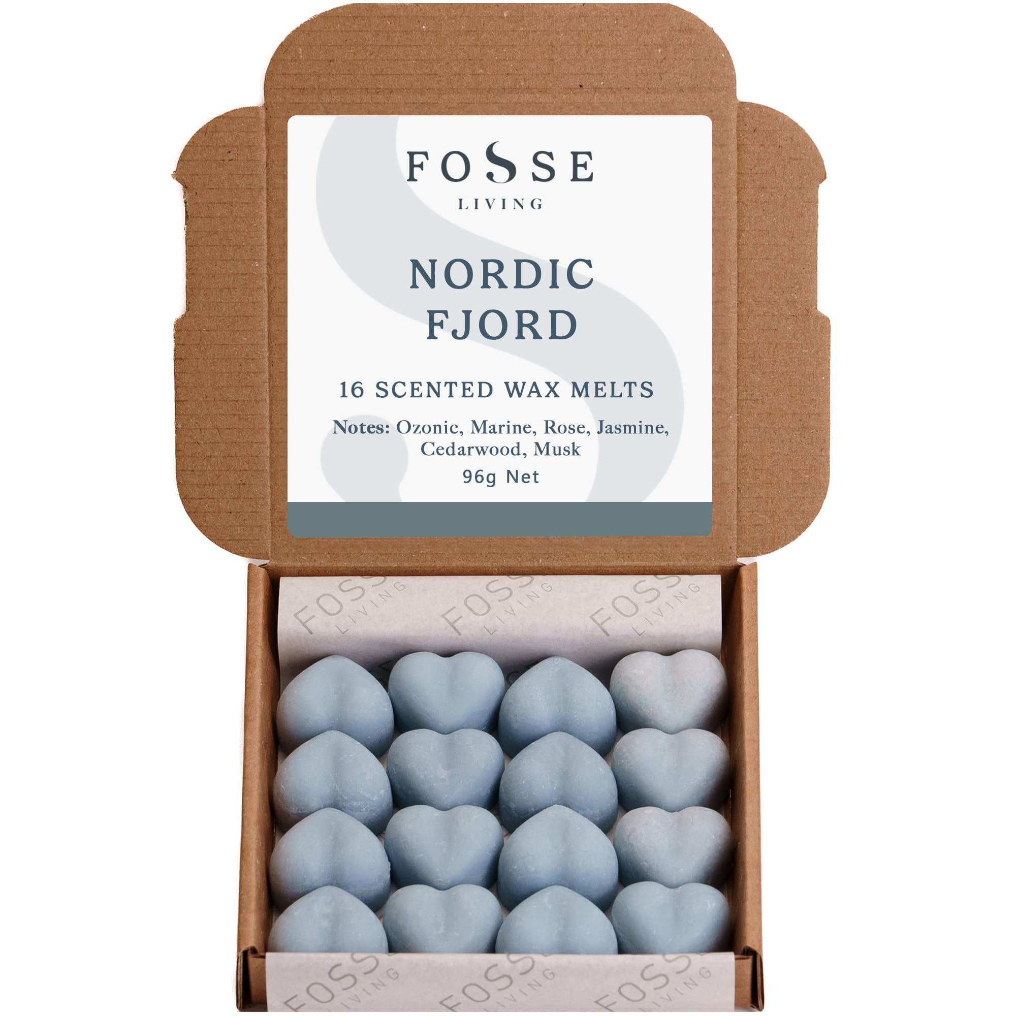 Fosse Living Nordic Fjord Soy Wax Melts 16 Pack | Crisp, Cool & Invigorating | Natural, Vegan & Plastic Free | Up To 96 Hrs Scent | Pet Safe | Handmade In Uk –