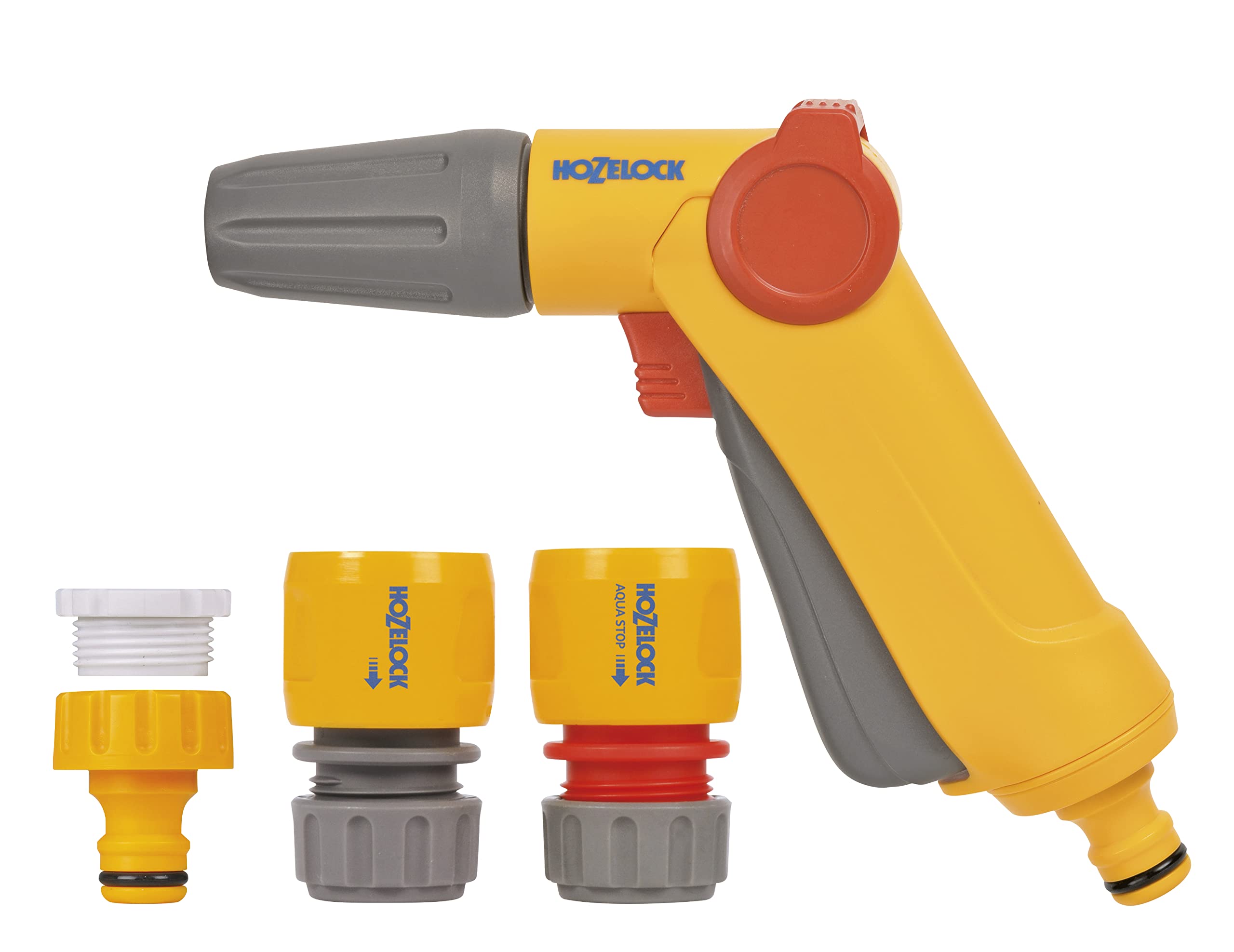 Hozelock 2342 Jet Spray Gun Starter Set - 3 Spray Patterns - Lockable Trigger - Flow Control - Yellow