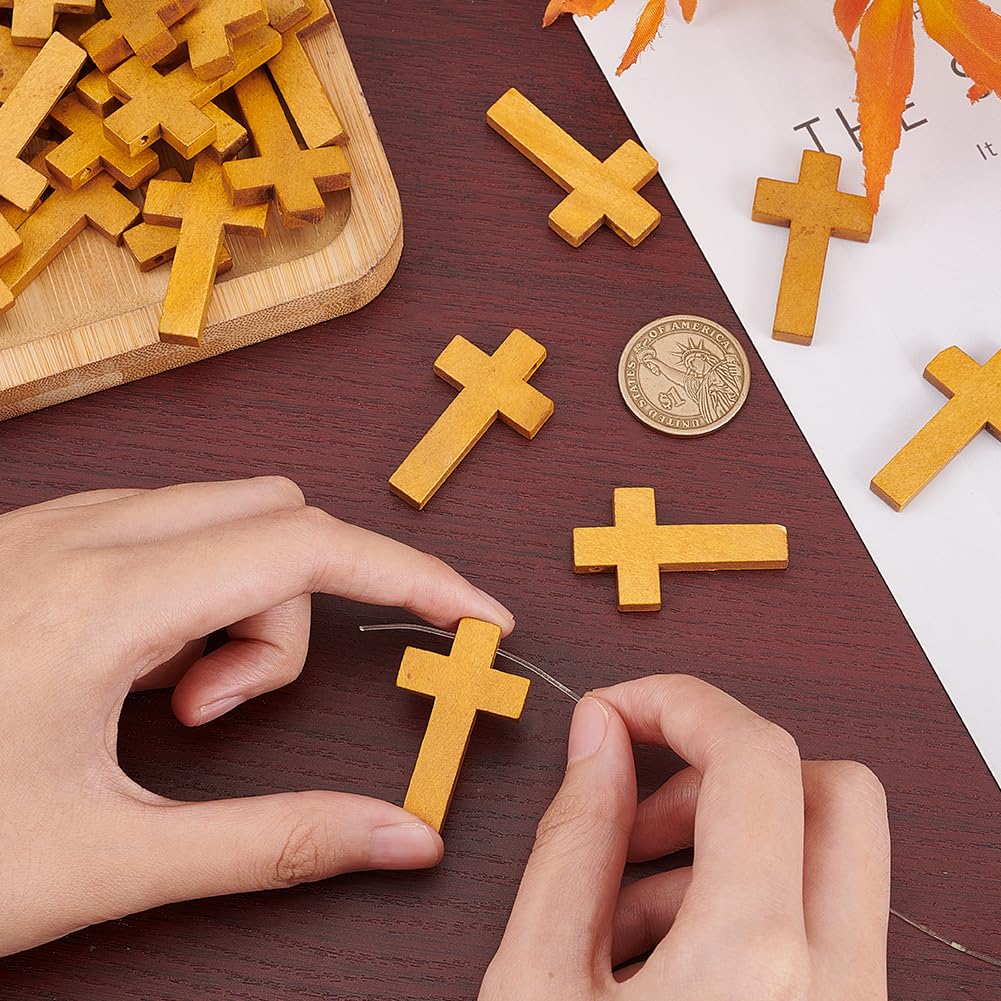 80 Cuentas De Madera En Forma De Cruz - Para Joyería, Rosarios, Manualidades, Regalo Navidad O Pascua