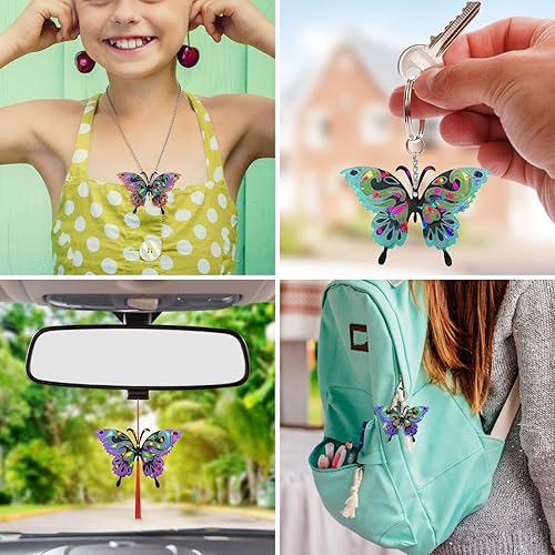 Miniatura 10 de Molde holográfico para llavero de mariposa, molde de resina epoxi con 10 llaveros, molde de silicona para manualidades, suministros de fabricación