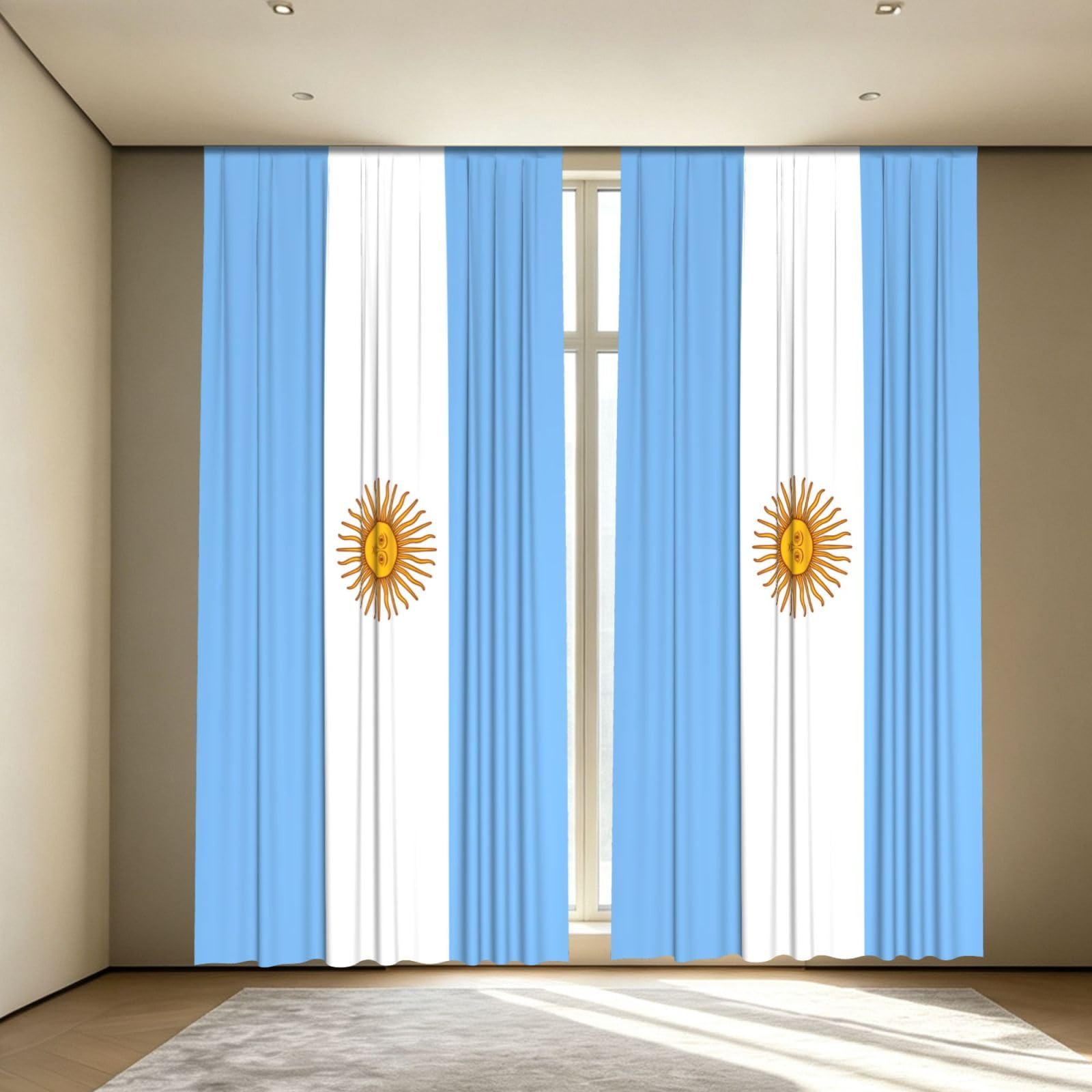 Yyoretp Argentine flag Print Blackout Curtains for Living Room Bedroom Thermal Insulated Window Drapes.