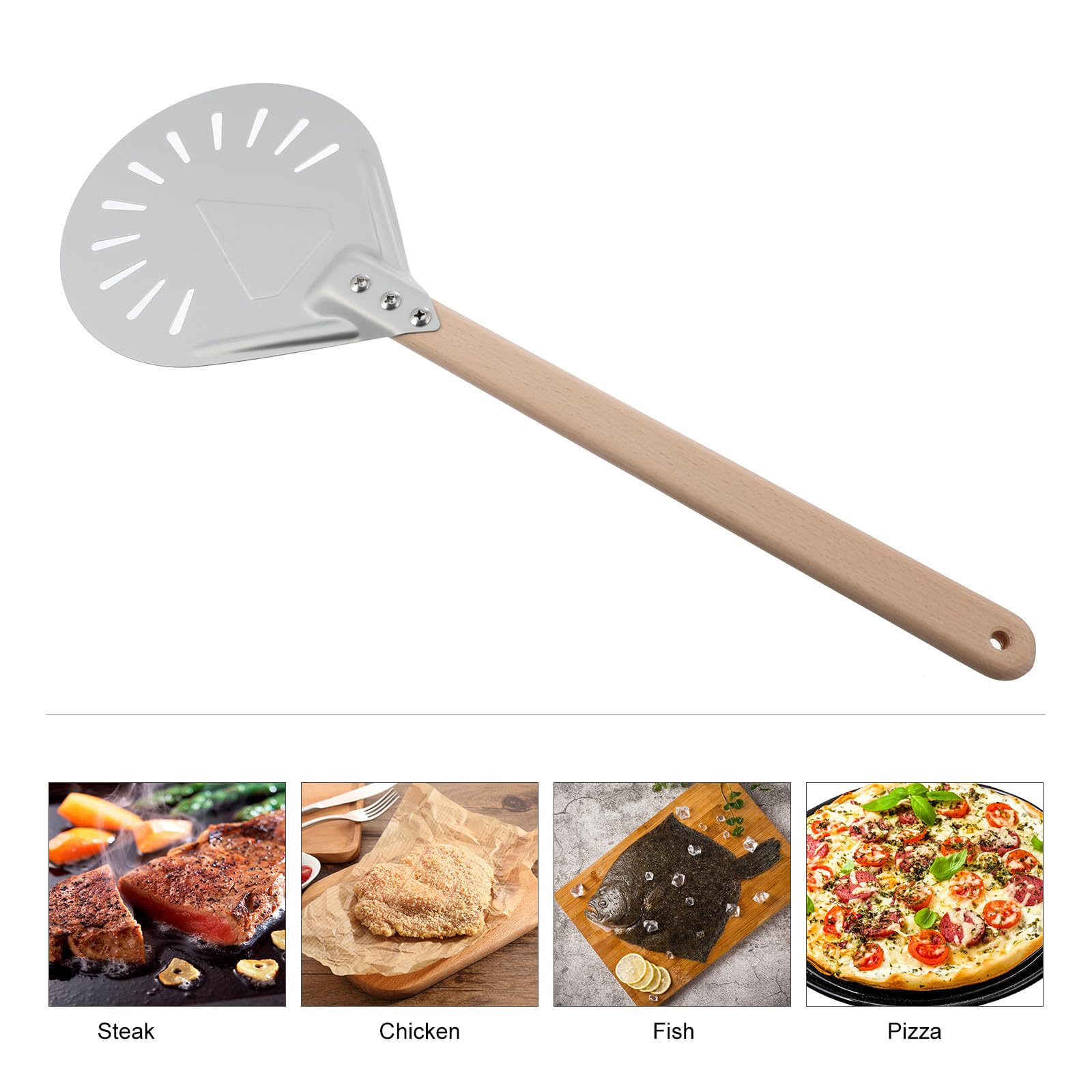 Pizzaschieber Backofenfest aus Aluminiumlegierung mit Holzgriff 8-zoll