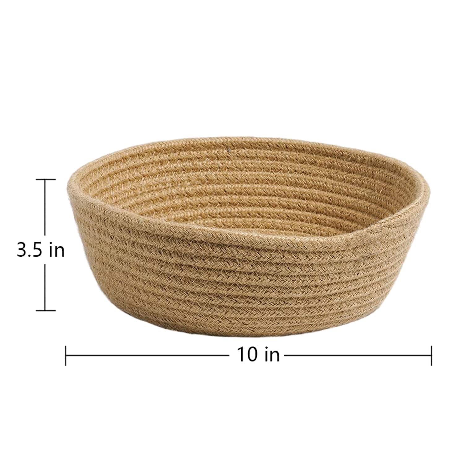 Habere India-All the Cultures Fabricating India Jute Designer Baskets | Storage/Shelves Baskets | Fruit Basket | Jute Storage Basket- Round, Beige, Large (10" X 3.5") 2