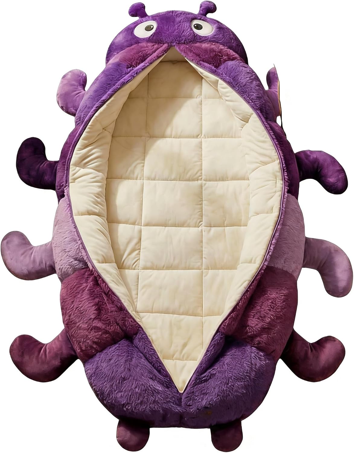 Hugging Caterpillar Sleeping Bags – Plush Cocoon Full-Body Lounger for Adults, Indoor Nap Pod, Pull Cord Hugging System, Cozy Reading Nest, Soft Convertible Sleeping Bag