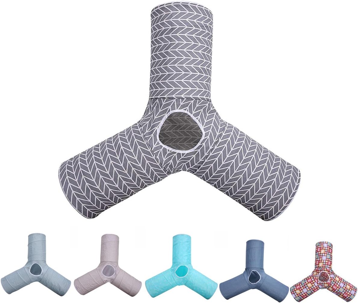 Cat Tunnel,Cat Tunnel for Indoor Cat, Kitten Toys Collapsible 3 Ways Play Toy, Pet Tube Hideaway Tunnel with Ball for Cats Rabbits Kittens (Gray Arrow)