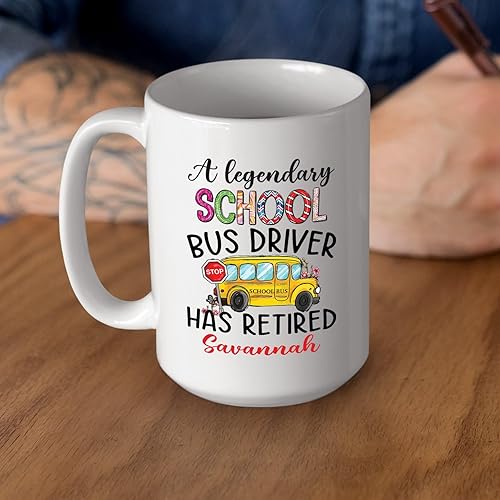 Miniatura 4 de Customized School Bus Cup With School Bus Driver Name - A Legendary School Bus Driver Has Retired Tea Mug - Stop Coffee Cup - Custom Bus Operator